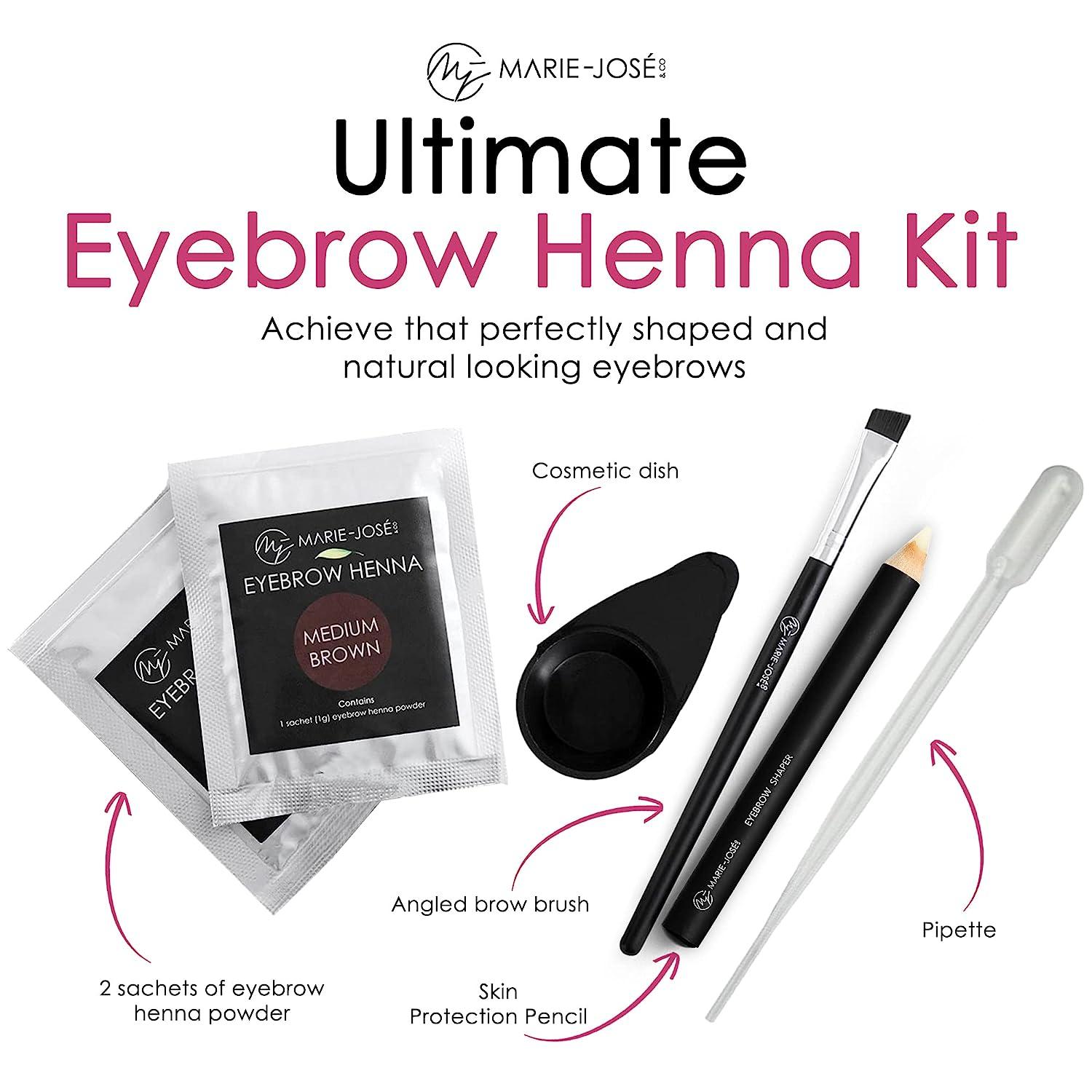 Marie-Jos & Co Henna Eyebrow Tint Kit, Complete with Eyebrow Color