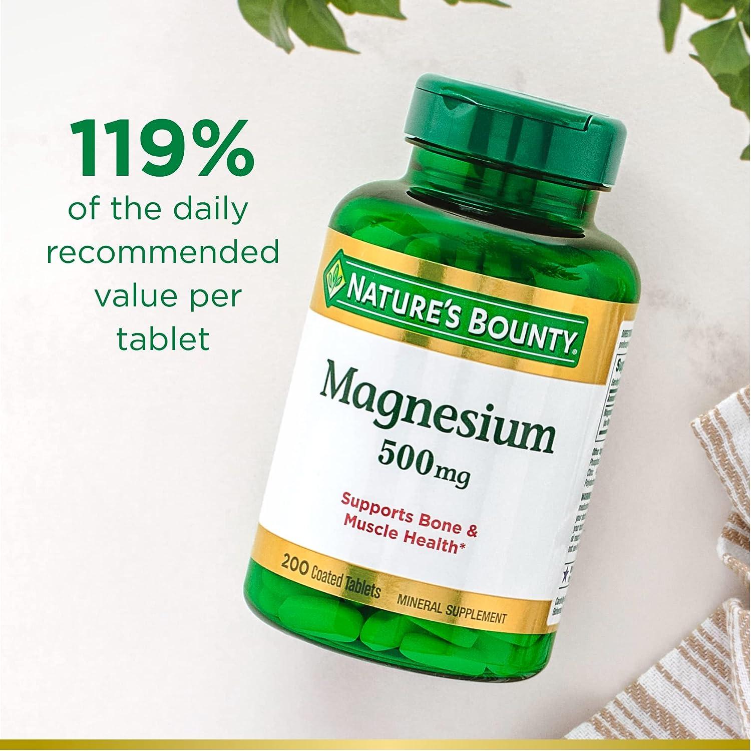 Natures Bounty Magnesium 500mg Tablets, Supports Bone & Muscle Health