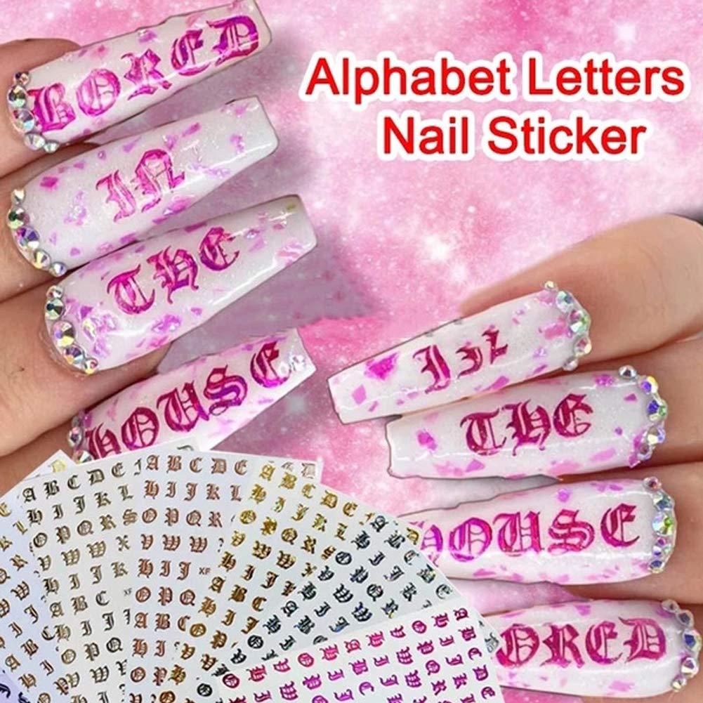 Old English Nail Art Stickers 3D Self-adhesive Nail Decals 