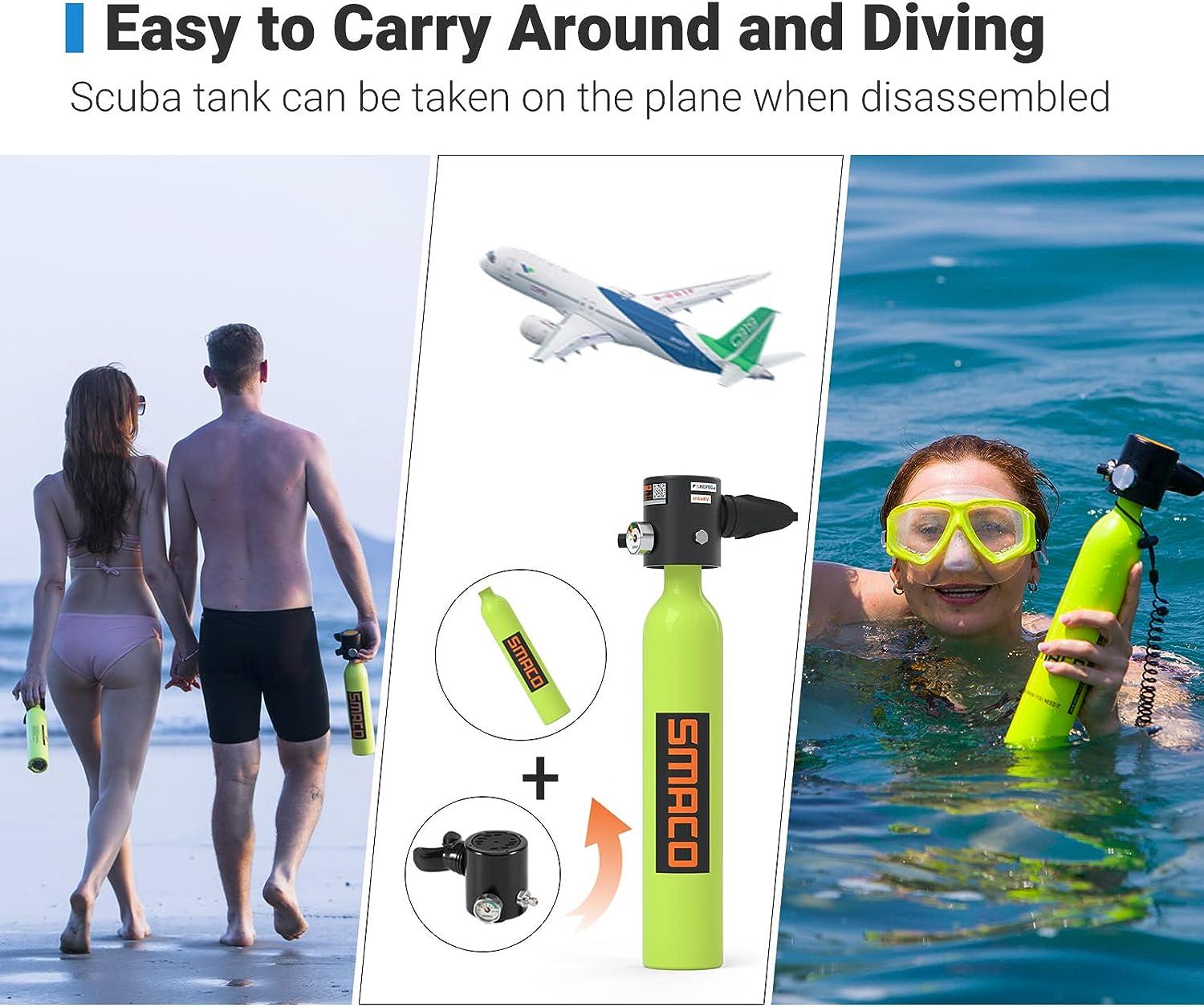 SMACO Scuba Tank, S300+ Portable Mini Dive Cylinder with 512 Diving