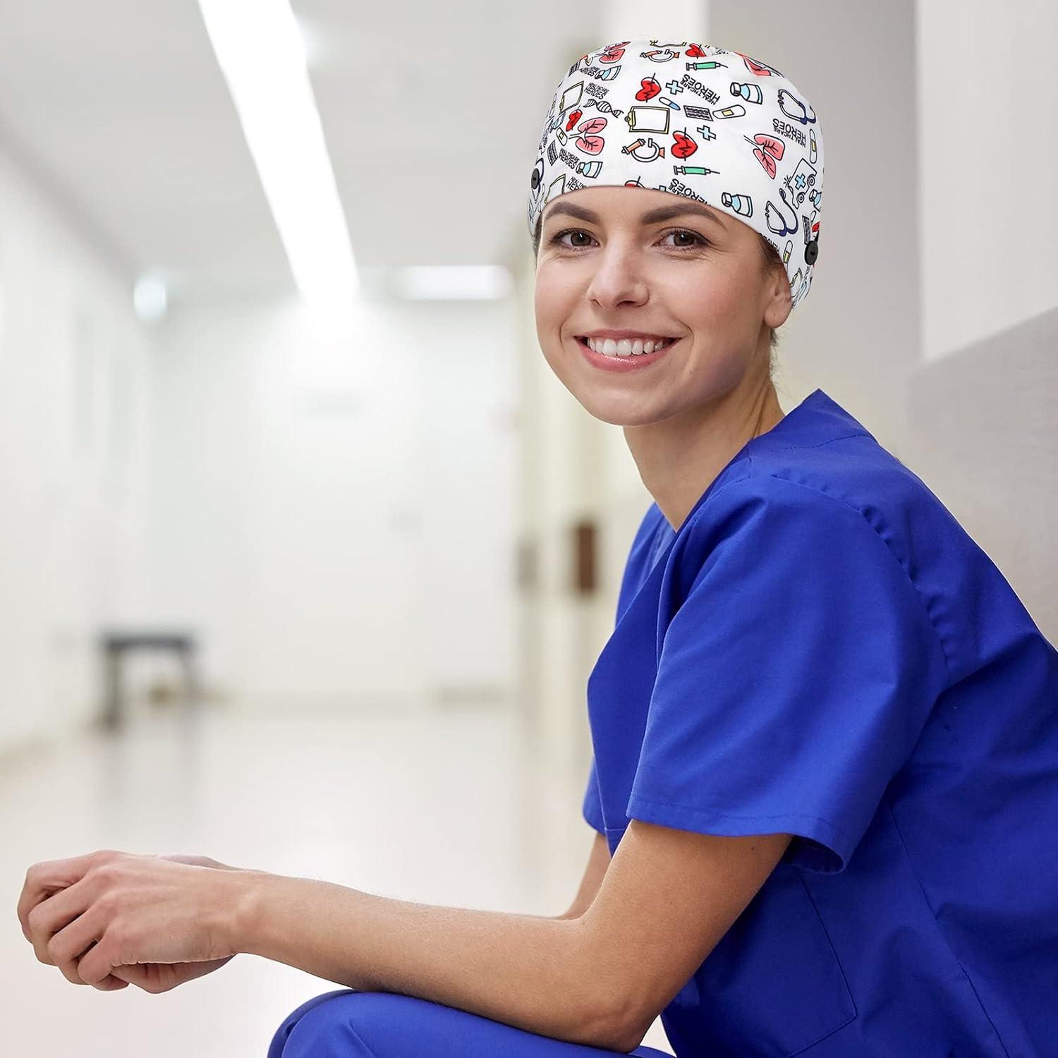 Scrub Caps for Women and Men - 4 Pack