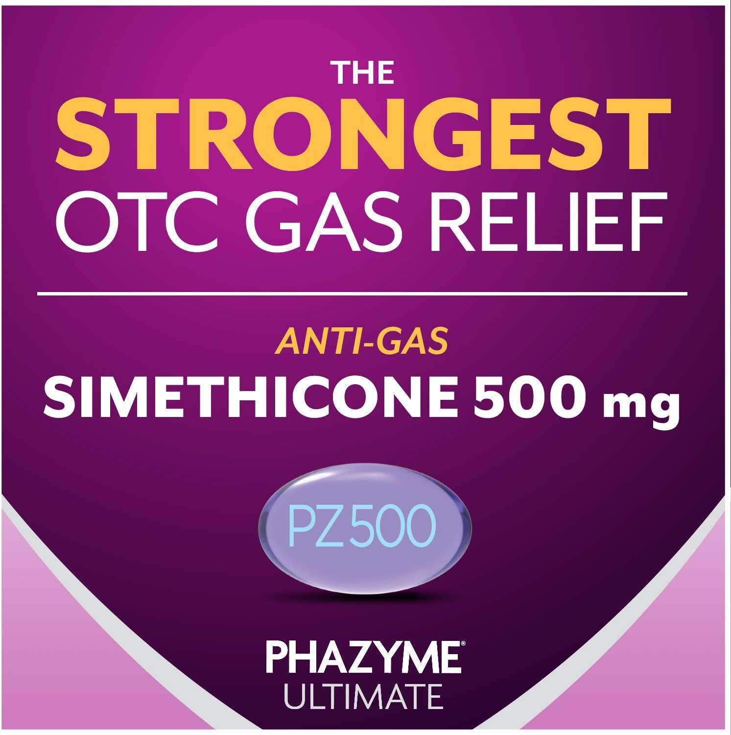 Phazyme Ultimate Gas Bloating Relief Fast Gels 500mg 20 Count Pack