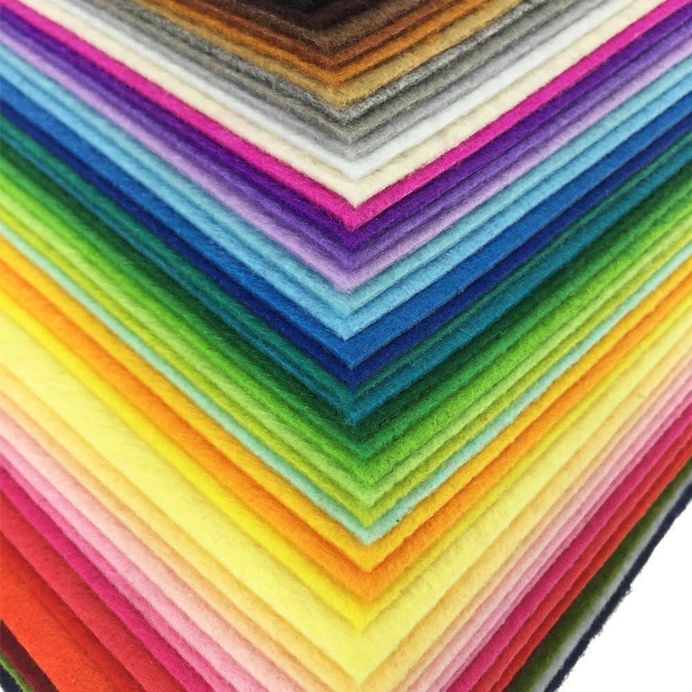 Bundooraking-60pcs Soft Felt Sheets,Felt Fabric Sheets for Crafts,Self-Adhesive Felt Sheets.4x4(10*10cm/Multi-Colored),Thicker Than 1mm Nonwoven