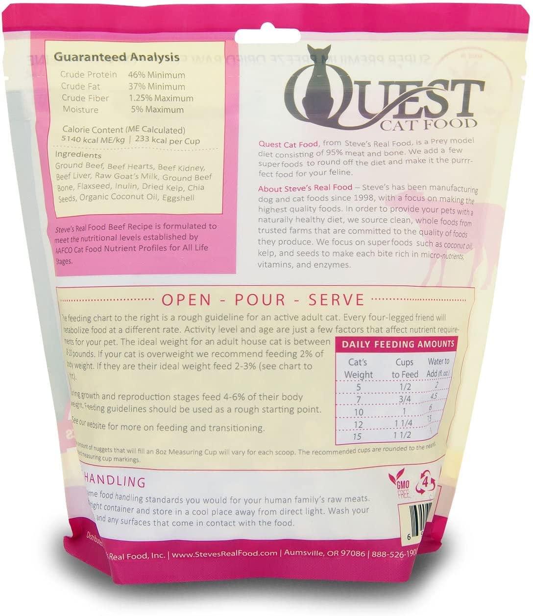 Steve's Real Food Quest Super Premium Freeze Dried Raw Cat Food, 10 Ounce