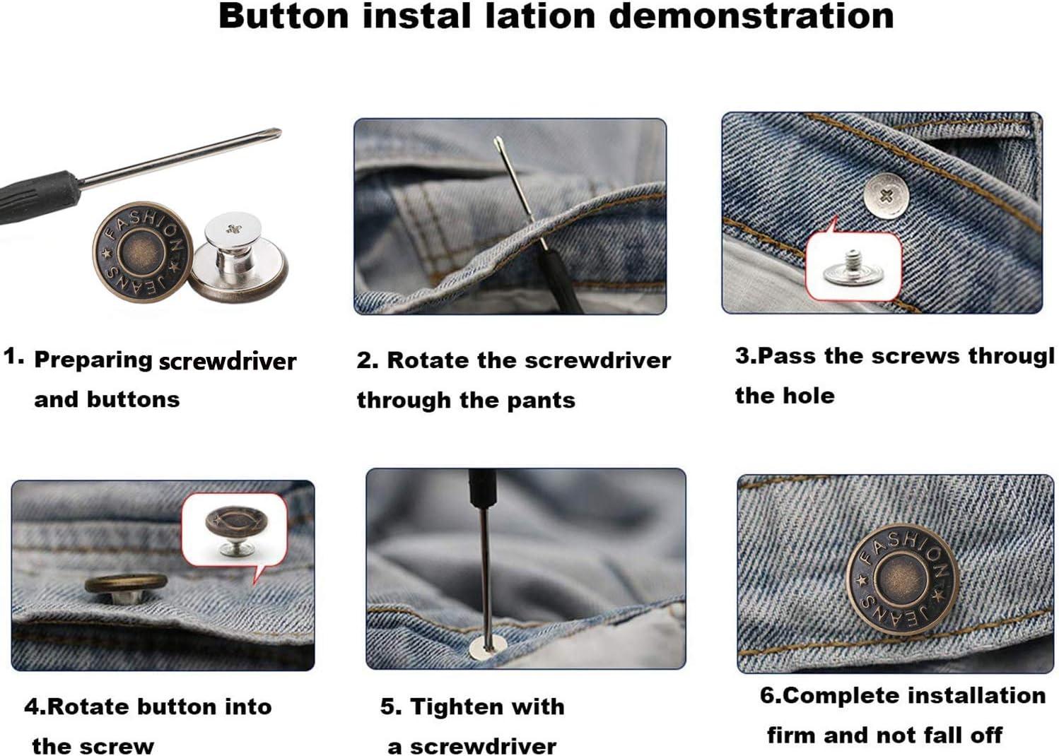 Jeans Buttons Replacement Kit, Metal Button Sewing Jeans
