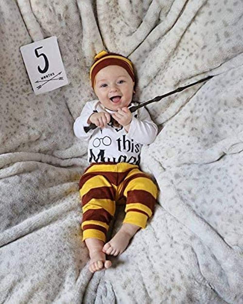 Baby Snuggle This Muggle Bodysuit Set with Striped Pants Hat