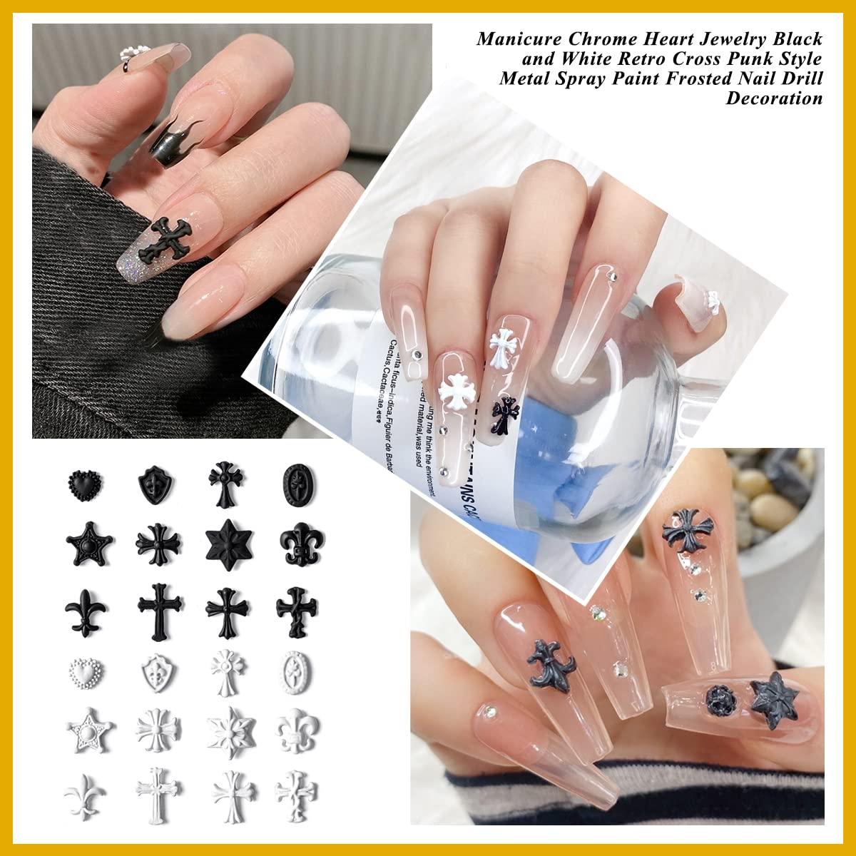 100+Different Crosses Chrome Hearts Nail Art for you to Choose
