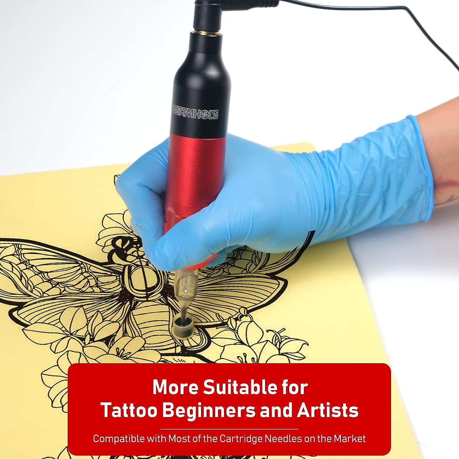 Tattoo Kit Wormhole Tattoo Machine Kit Tattoo Gun with 10 Inks 20 Cartridge  Needles, Power Supply Tattoo Machine for Tattoo Artists and Beginners WTK141