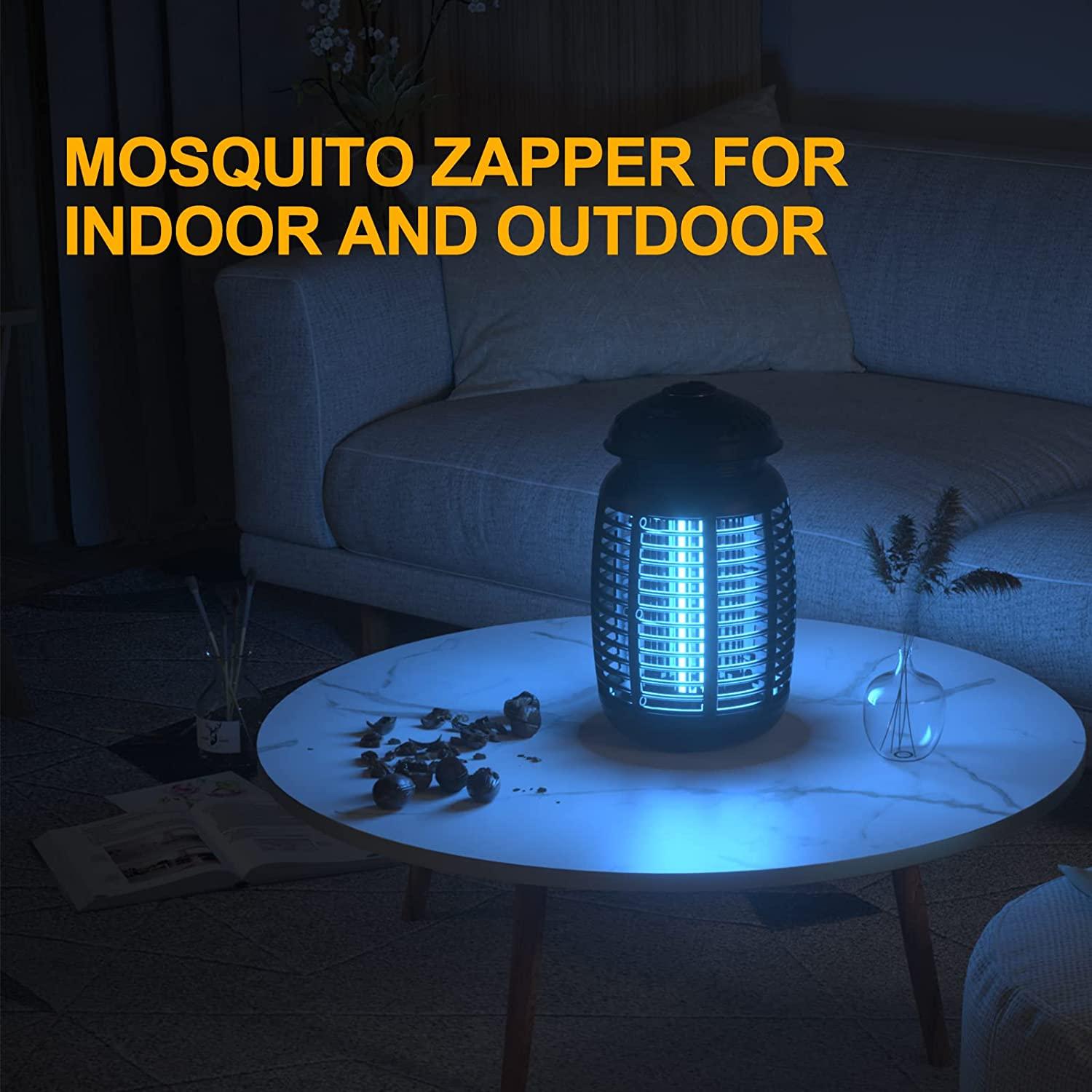 Bug Zapper with Light Sensor, Electric Insect Killer Waterproof 4200V  Mosquito Zapper Outdoor, Fly Trap for Home Backyard Garden Patio Dark-black