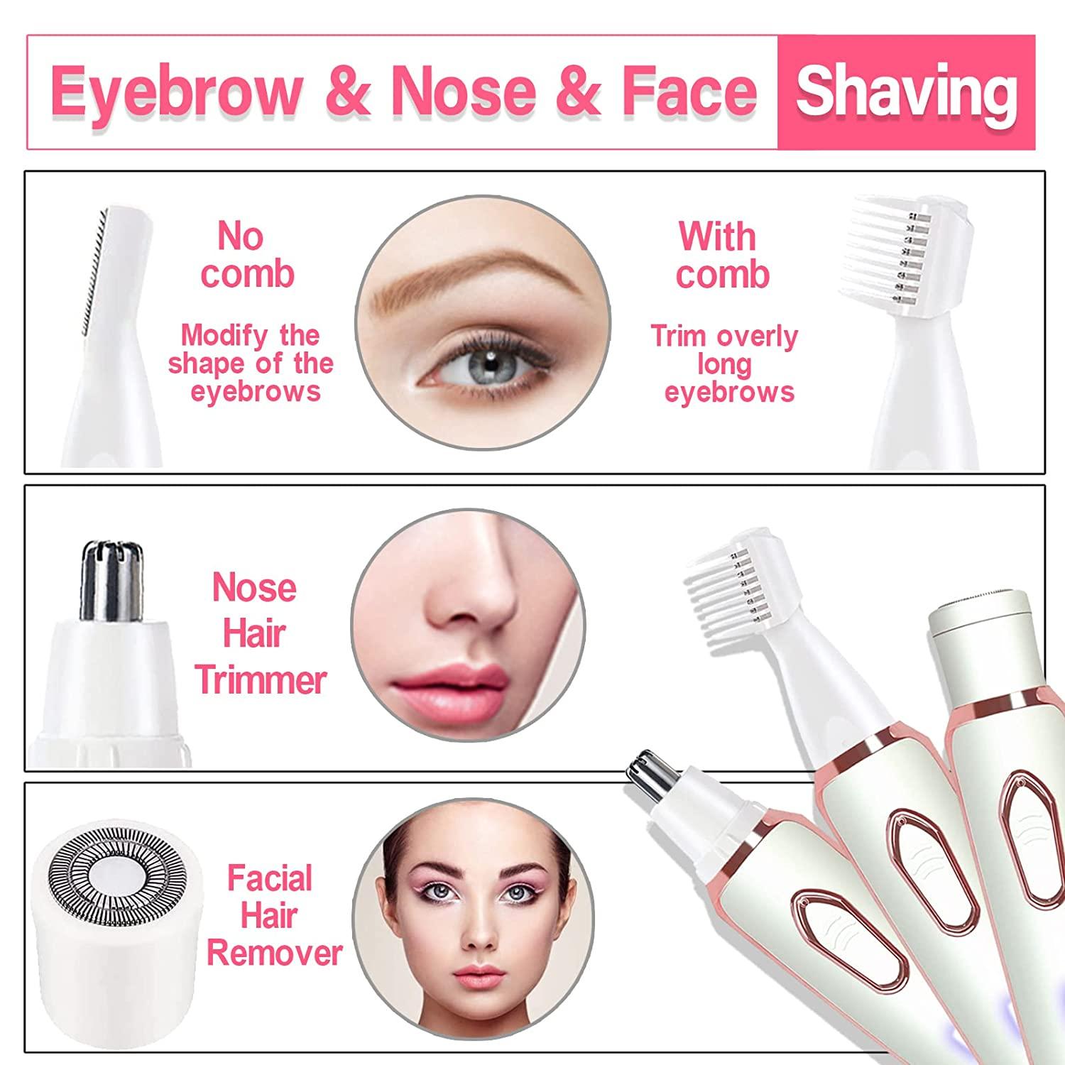 Electric Lady Shaver, Women Razors for Shaving Cordless 4in1 Shaver for Women Face, Legs and