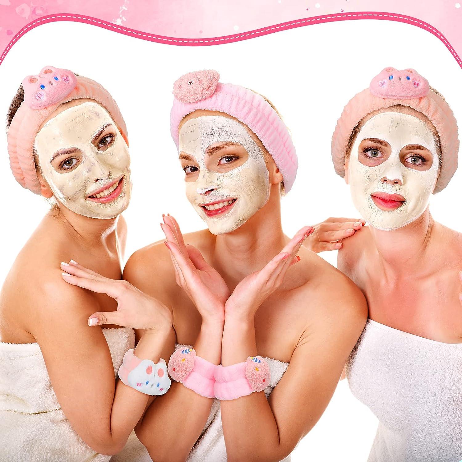 Yuxung 10 Pcs Cute Spa Headband Face Washing Wristband Set Facial Skincare  Headbands Kawaii Wrist Towels Makeup Headband for Washing Face Sleepover  Party Supplies for Girls