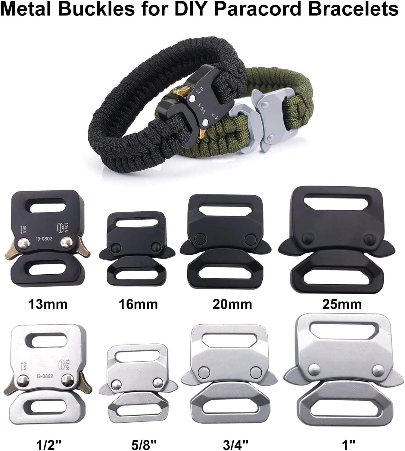  MingQiEven 2 Pack Metal Paracord Bracelet Buckles Quick Release  Tactical Belt Buckle 5/8 inch(16mm) DIY Necklace Bag Accessories  (Black/White) : Clothing, Shoes & Jewelry