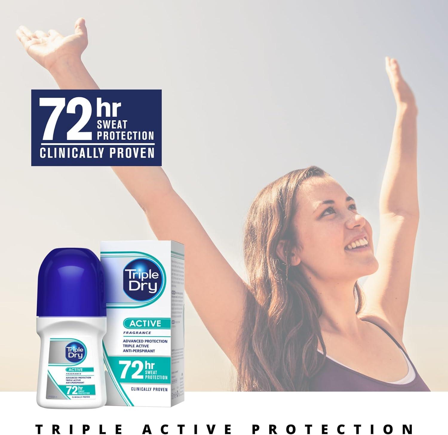 Triple Dry Women Active Fragrance AntiPerspirant Roll On 50ml 72