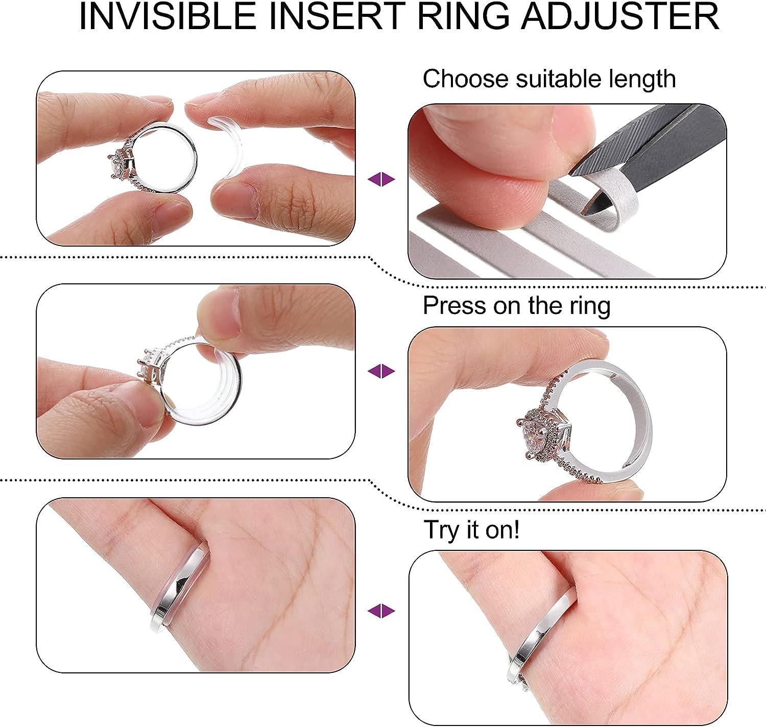Hicarer Invisible Ring Sizer Adjuster Ring Spacer Ring Guards Ring Sizer  Loose Ring Size Reducer with Ring Gauge Measuring Tool Jewelry Polishing