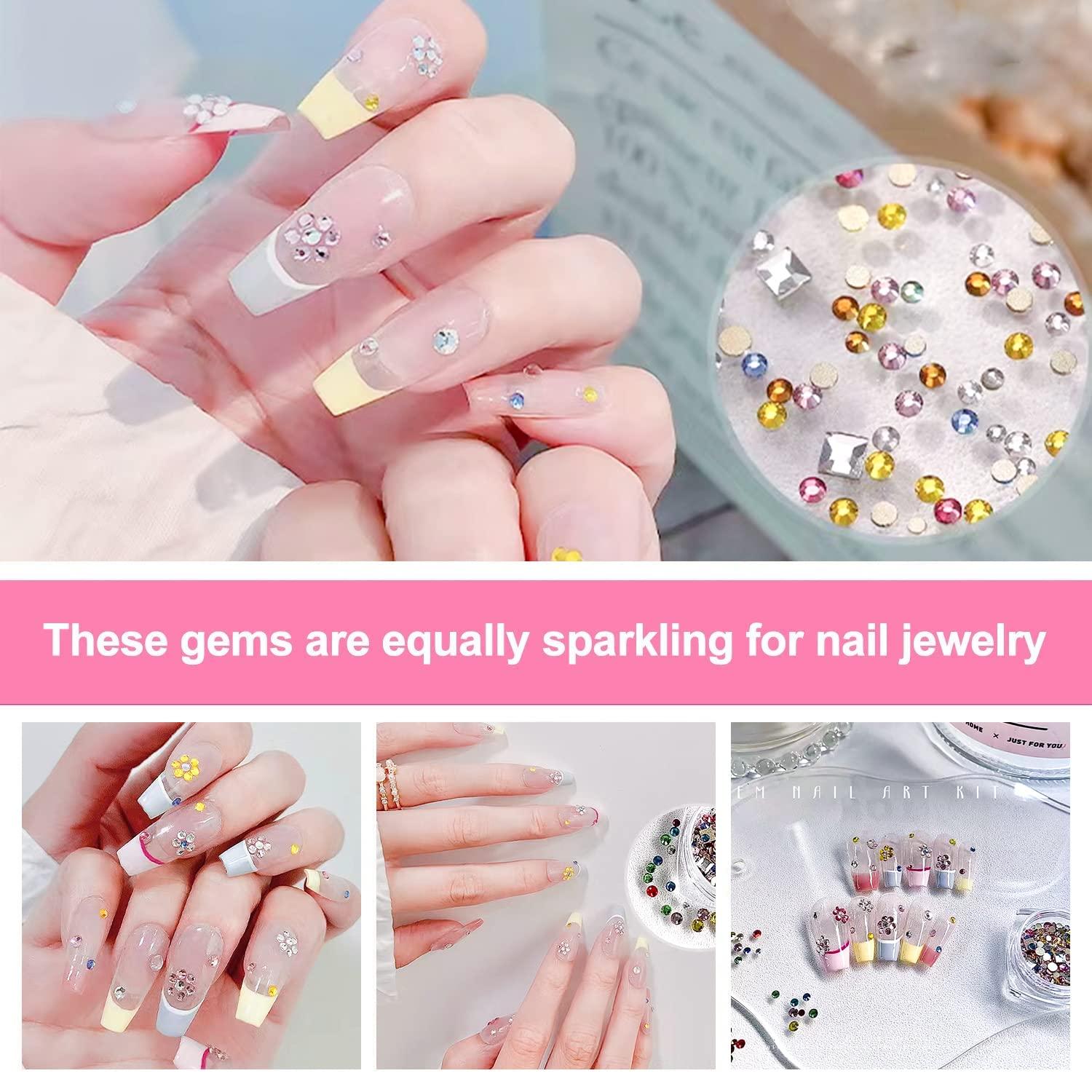 40 pcs Tooth gems kit Teeth Jewelry kit Tooth gem kit with Light Heart  Teeth Charms Crystal Nail Art Cosmetology kit Nail Kits Tooth Jewelry  Crystal