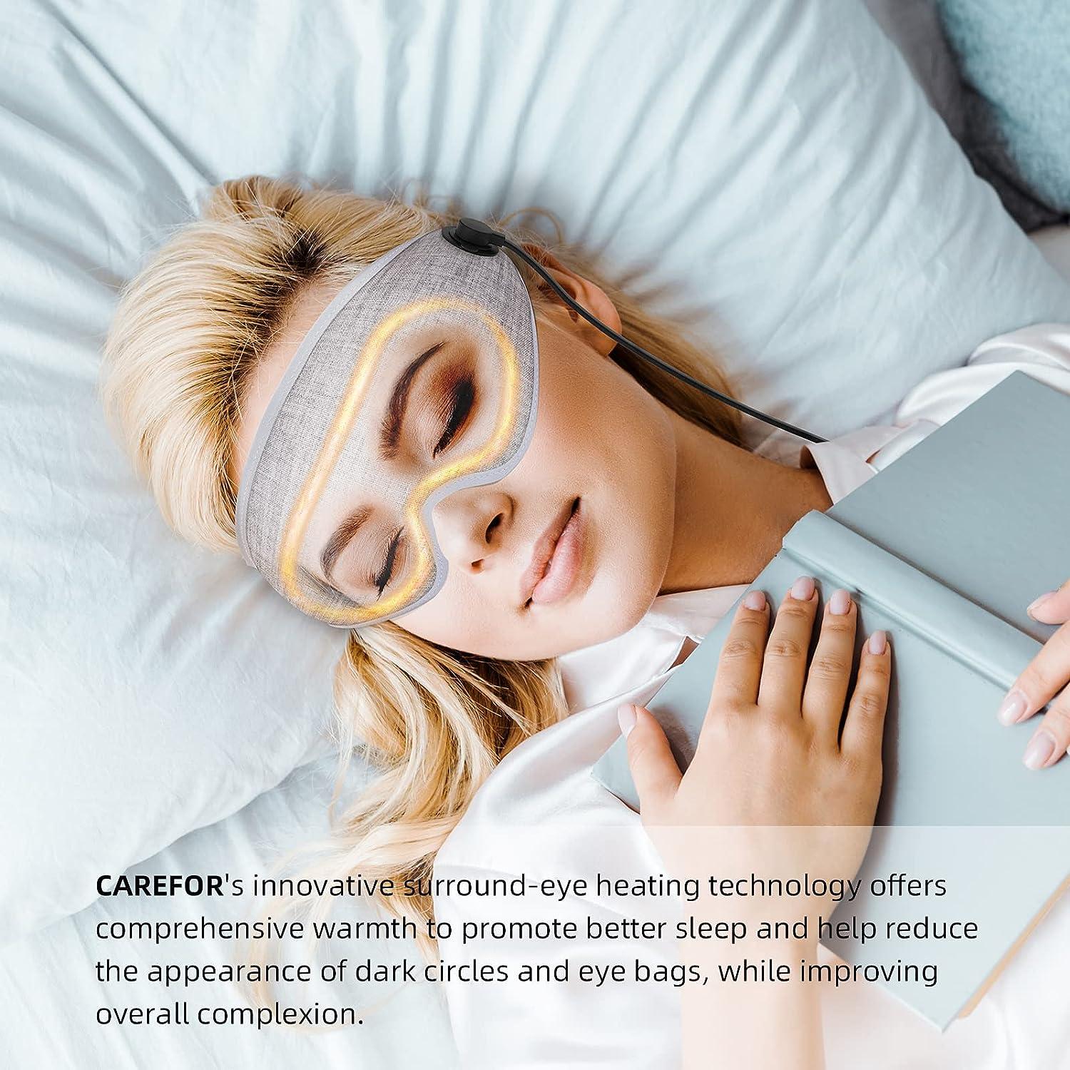 Heated Sleep Eye Mask 3D Blackout Memory Foam Eye Cups Design Reduces