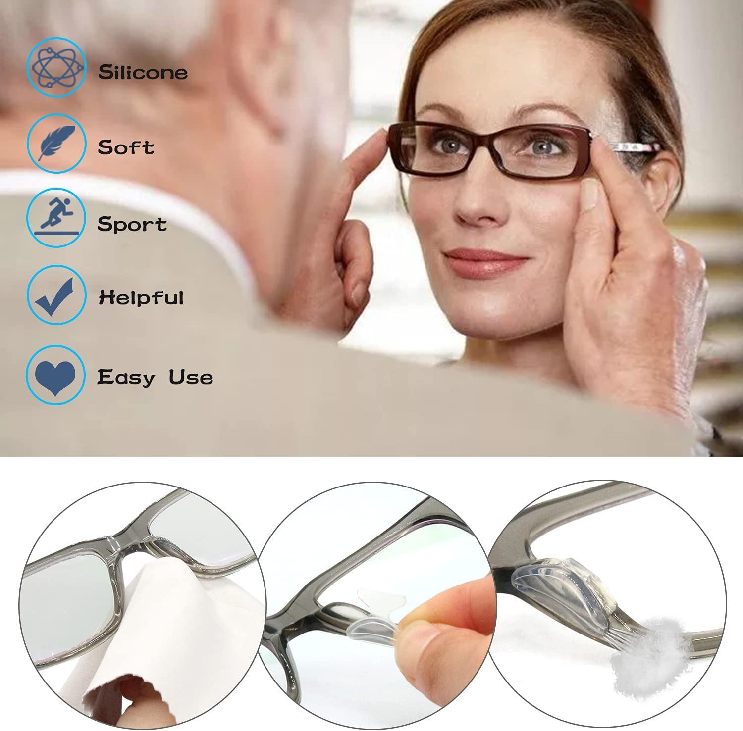 10 Pairs Adhesive Soft Silicone Air Chamber Eyeglass Nose Pads, Comfortable  Air Bag Nosepads for Eyeglasses Glasses Sunglasses, 2mm Clear