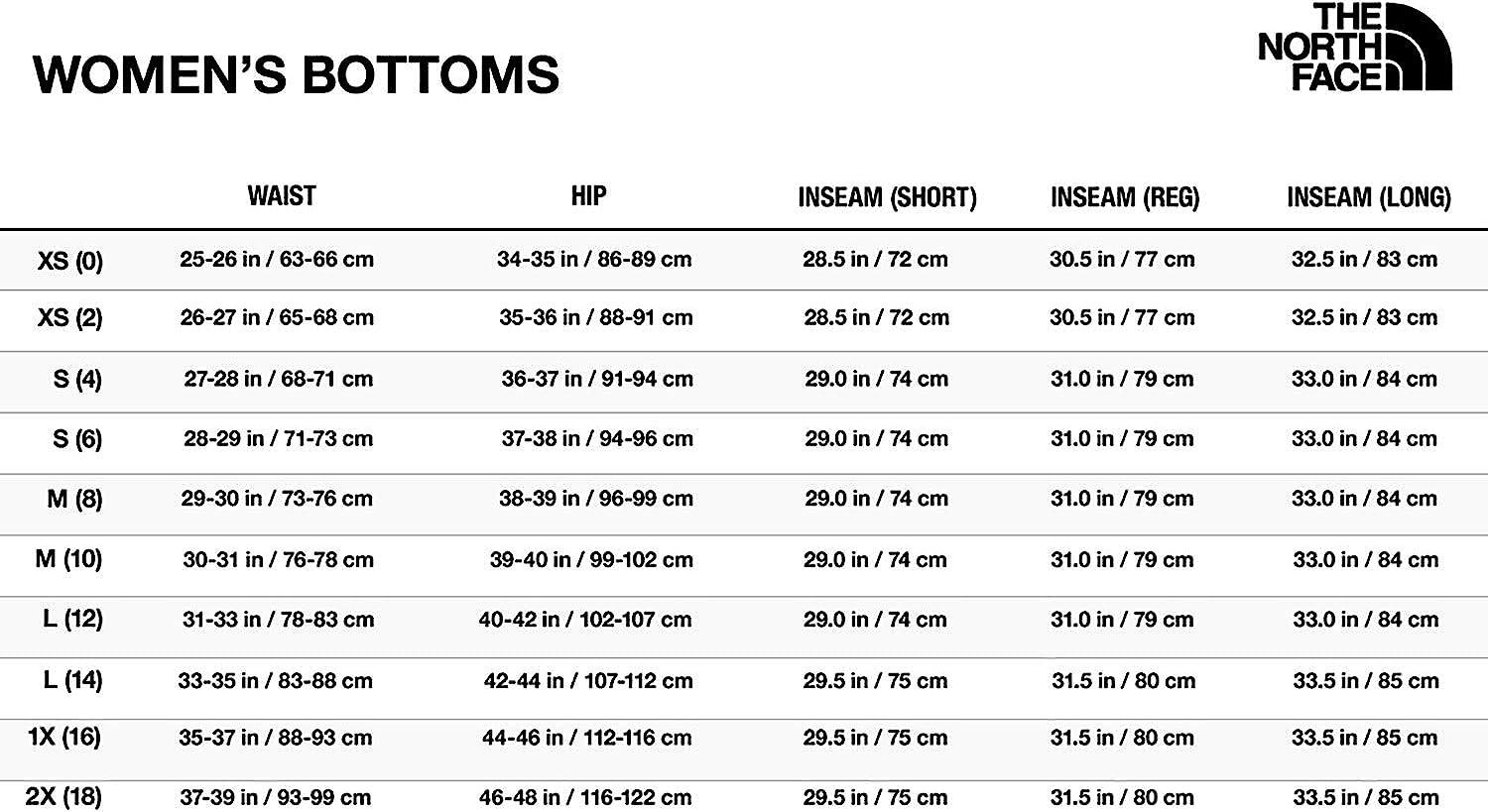 The north face 2025 toddler size chart