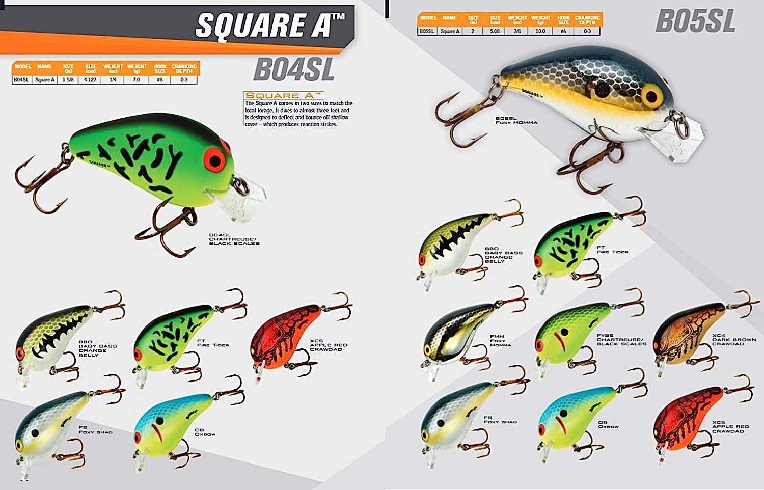 Bomber Lures Square A Crankbait Fishing Lure Apple Red Crawdad 1 5