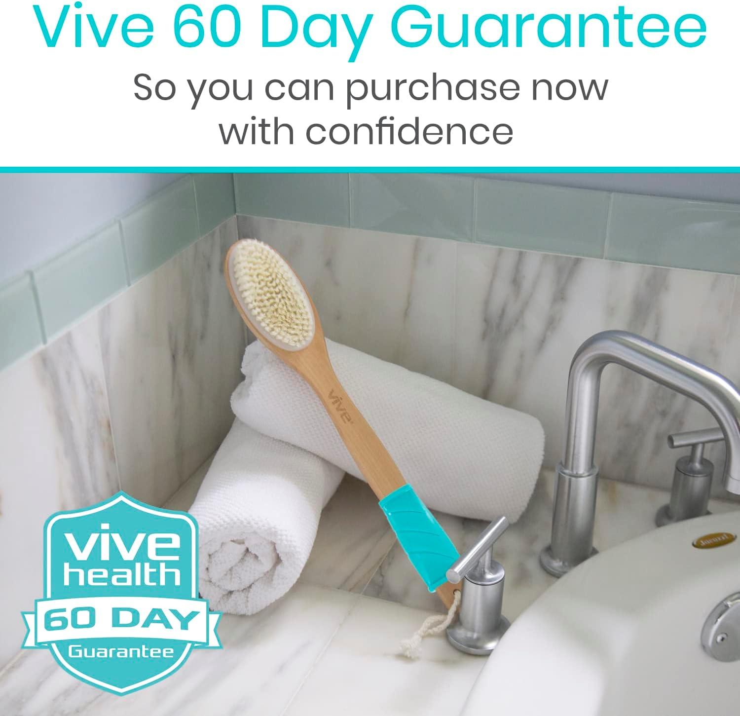 Vive Back Scrubber Brush for Shower - for Dry or Wet Body Brushing - Long  Handle - Cleaning Lymphatic Drainage Handled Washer for Men Women -  Showering Bathing Exfoliator with Soft 