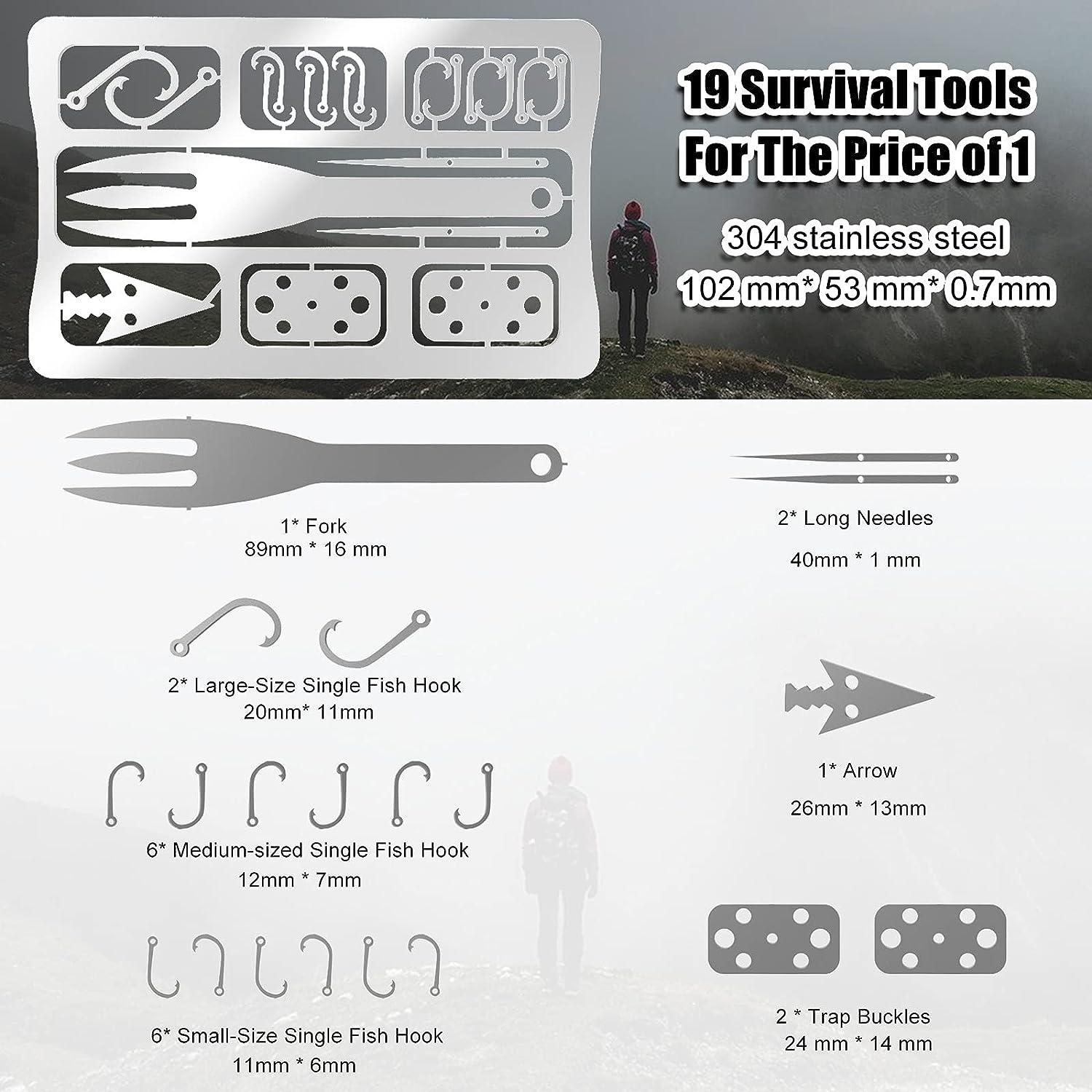 Moricher Survival Card Multitool Camping Gear with Fishing Line  Multipurpose EDC Kit for Fishing Outdoor Hiking Hunting Gift Idea Silver  6pcs