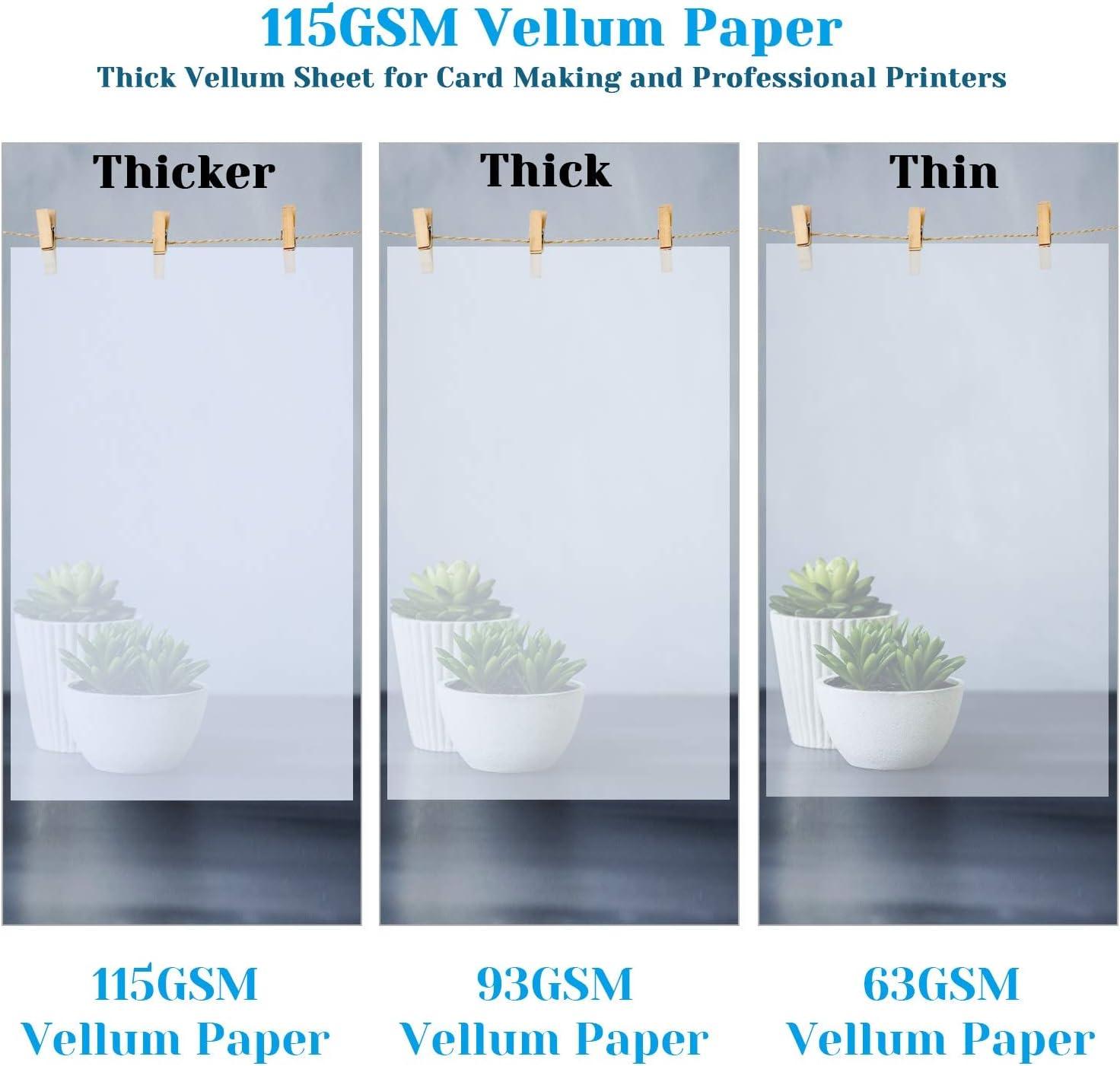 Vellum Paper, Cridoz 115GSM Transparent Vellum Paper 8.5 x 11 Translucent Clear  Printer Paper for Printing Invitation Cards Tracing