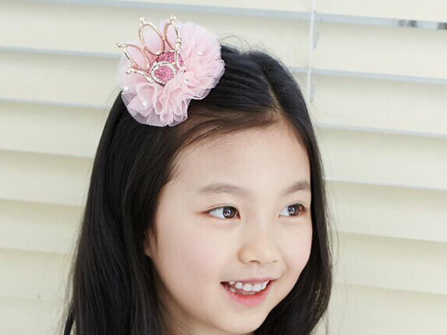 Choko Babies Birthday Crown Headband - Pink Pearl Lace | Kids Royal Party Hair Accessory