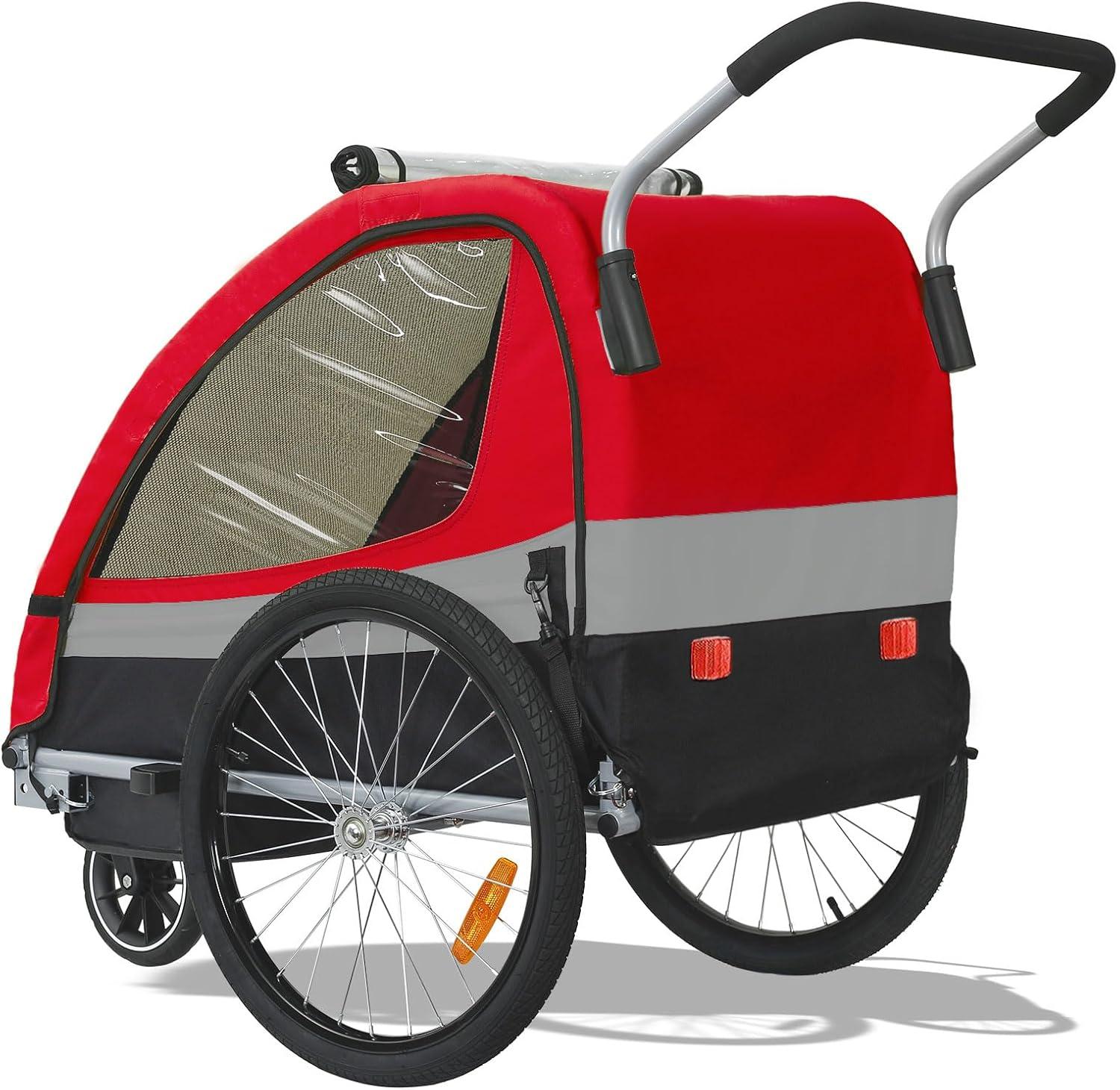 Tiggo 2-in-1 Children's Bicycle Trailer & Jogger | International Shipping |  Red Color - Model 50402 | Buy Now with Express International Delivery |  GoSupps.com