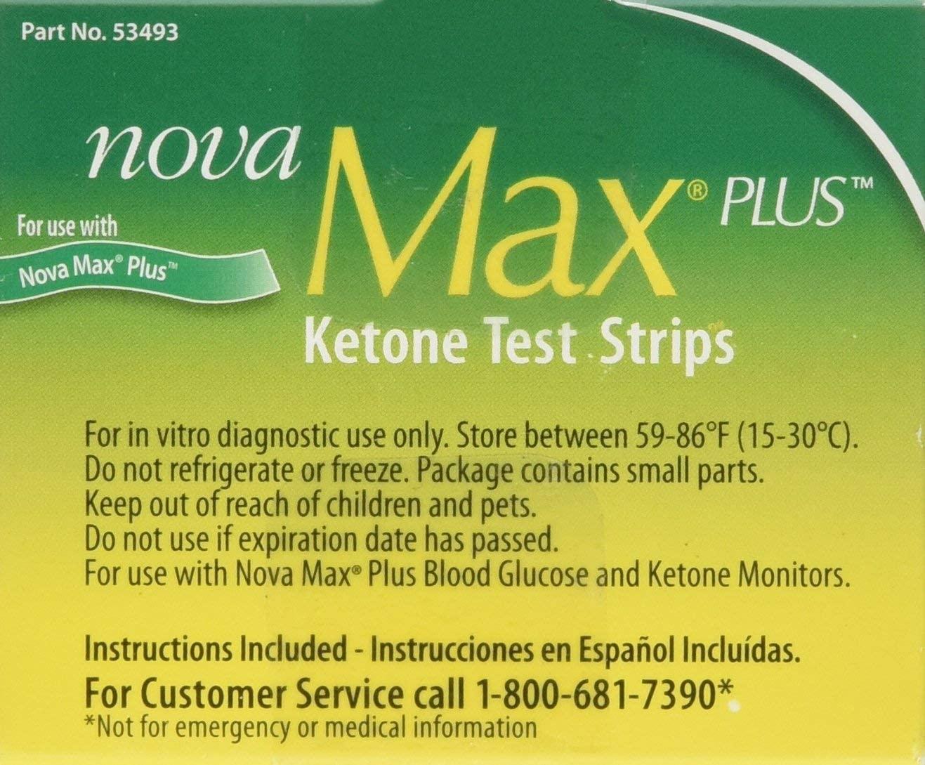 Nova Max Plus Ketone Test Strips 10 Strips Fast & Accurate Test Results