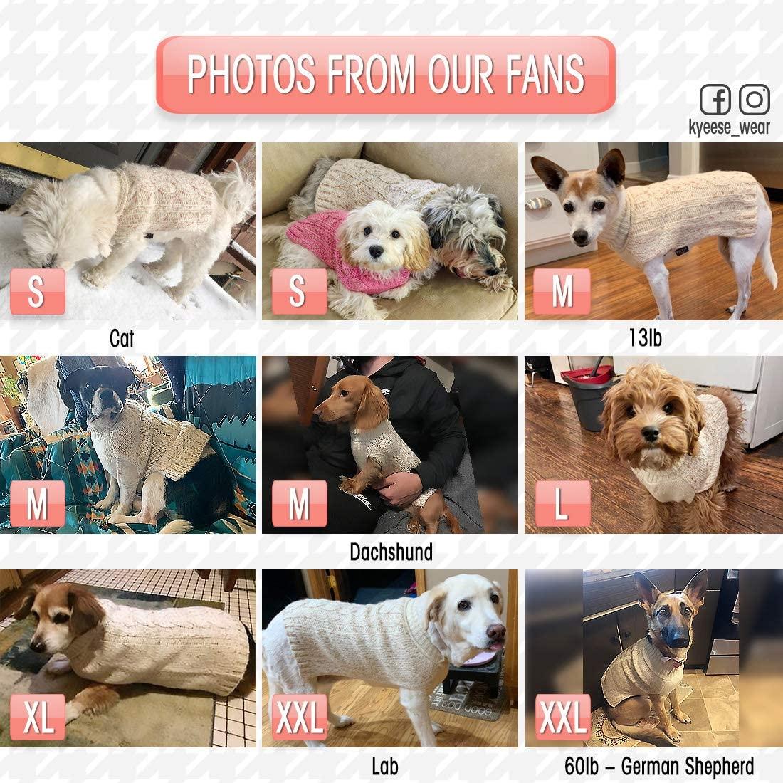 KYEESE Dog Sweaters with Golden Thread Red Turtleneck Dog Cable Knit Pullover Cold Weather Pet Sweat KYEESE Turtleneck Dog Sweater XX-Large Beige - Golden Yarn Knitwear for  Warmth in Fall \u0026 Winter