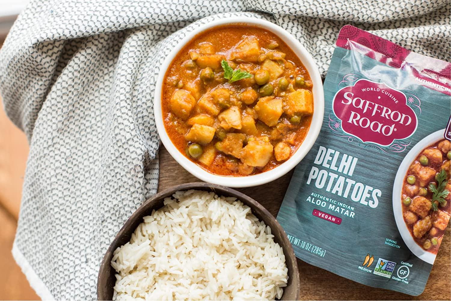 Saffron Road Meal Pouch Variety Pack Bombay Lentils, Delhi Potatoes