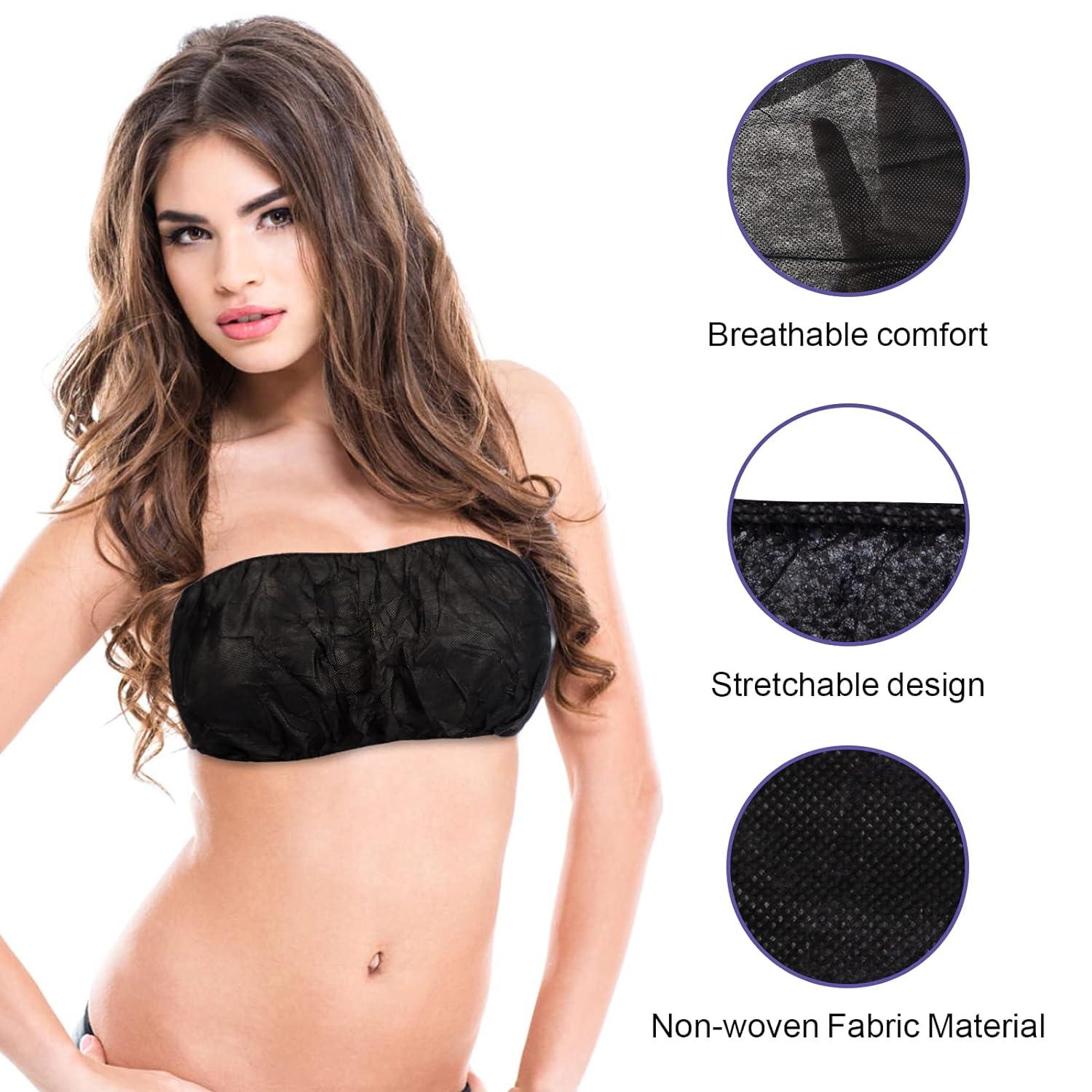  100 Pieces Disposable Nonwoven Bras Women's Disposable Spa Top  Garment Underwear Individually Pack Brassieres for Spray Tanning Black :  Beauty & Personal Care