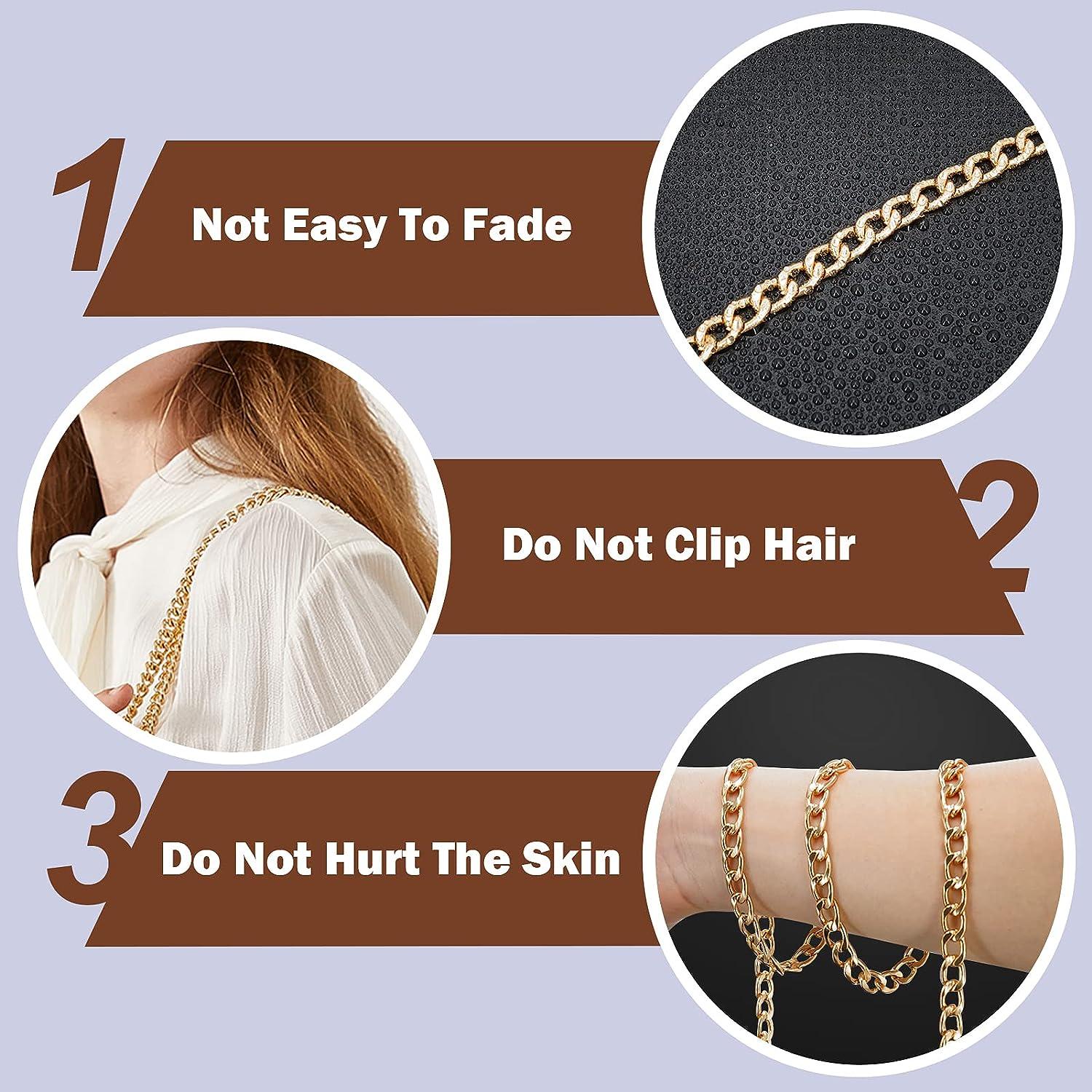 LOVLLE 4 Packs Gold Purse Chain Strap Flat Iron Chains with Metal
