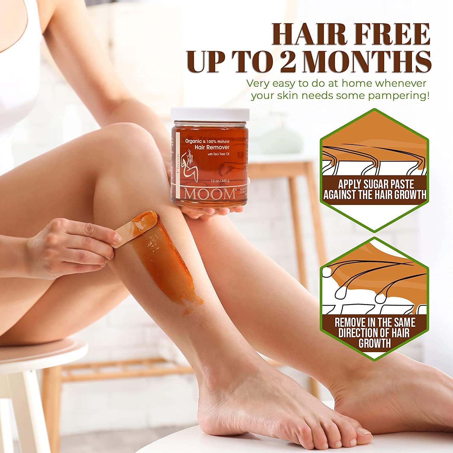 MOOM Organic Hair Remover Waxing Kit Refill with Tea Tree Oil & Lemon