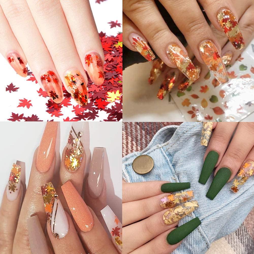 Fall Nail Art with Leaf Glitter Magic