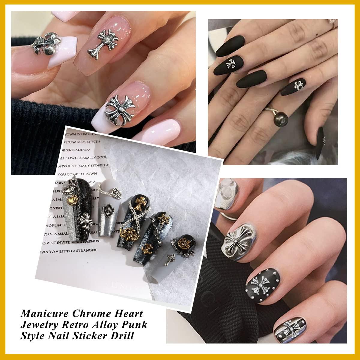 110Pcs Cross Nail Charm 3D Nail Charms for Acrylic Nails Punk Vintage Metal  Silver Gold Nail Rhinestones Planet Nail Gems Nail Art Supplies for DIY