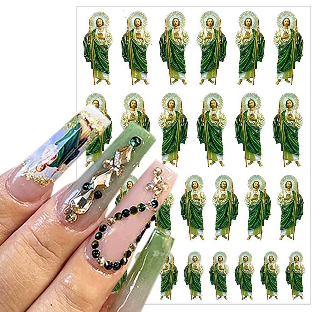 Virgin Mary Nail Stickers 3D San Judas SelfAdhesive Nail Art Decals 6