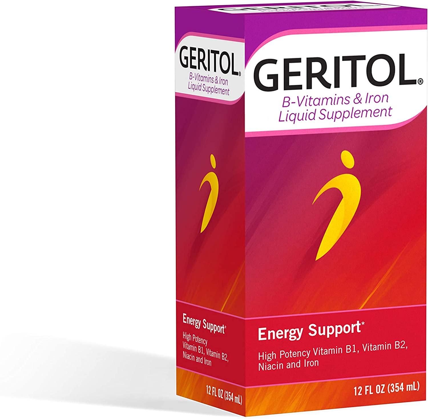 Geritol BVitamins and Iron Liquid Supplement, 12Ounce, 2 Count 12 Fl