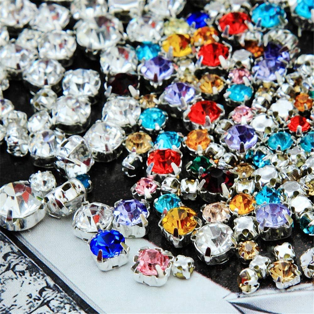 Sew on Rhinestones, Choupee 130pcs Sew on Glass Rhinestone Metal Back Prong Setting Sewing Claw Rhinestone Mixed Shapes for Costume, Clothes, Garments