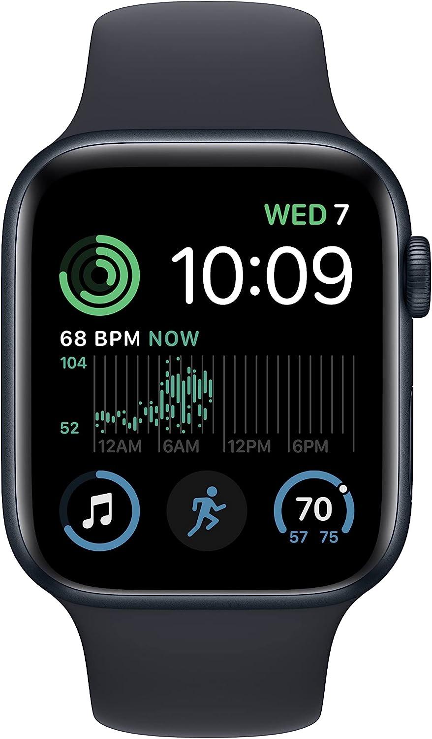 Apple Watch SE GPS, 44mm Midnight Aluminum Case with Midnight Sport Band -  S/M