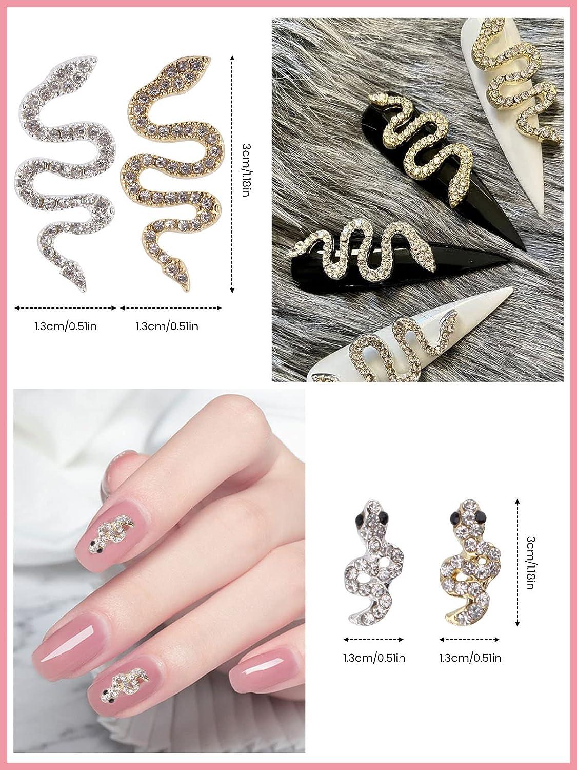 Amazon.com: 3D Alloy Snake Nail Charms 10pcs 5 Colors Snake Punk Design  Rhinestones Nail Art Designer Gold/Silver/Rose Gold Nail Charm Snake  Jewelry Metal Manicure DIY Luxury Nail Accessories : Beauty & Personal