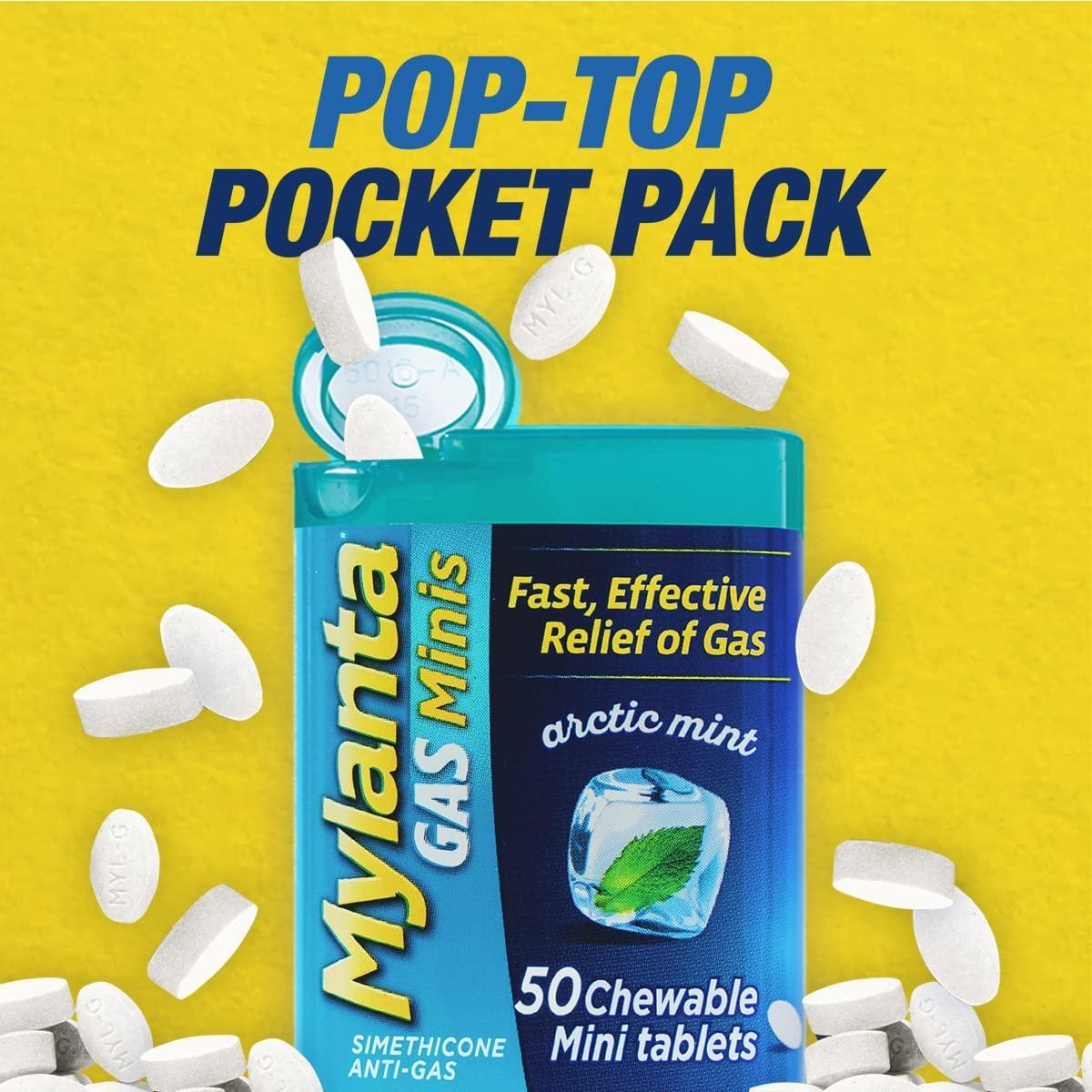 Mylanta Gas Relief Tablets, MiniTabs, Mint, 50 Count