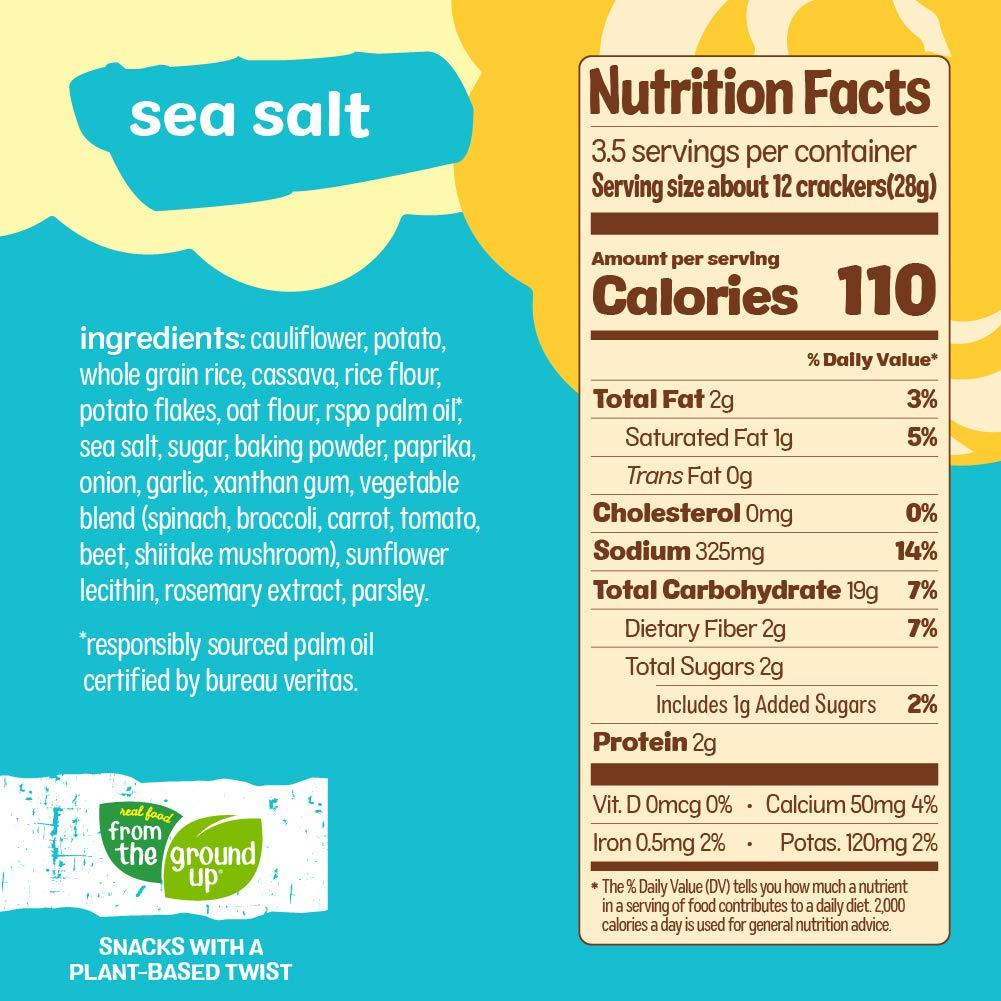 Real Food From The Ground Up Cauliflower Snacking Crackers 6Pack Snack Bags (Sea Salt)