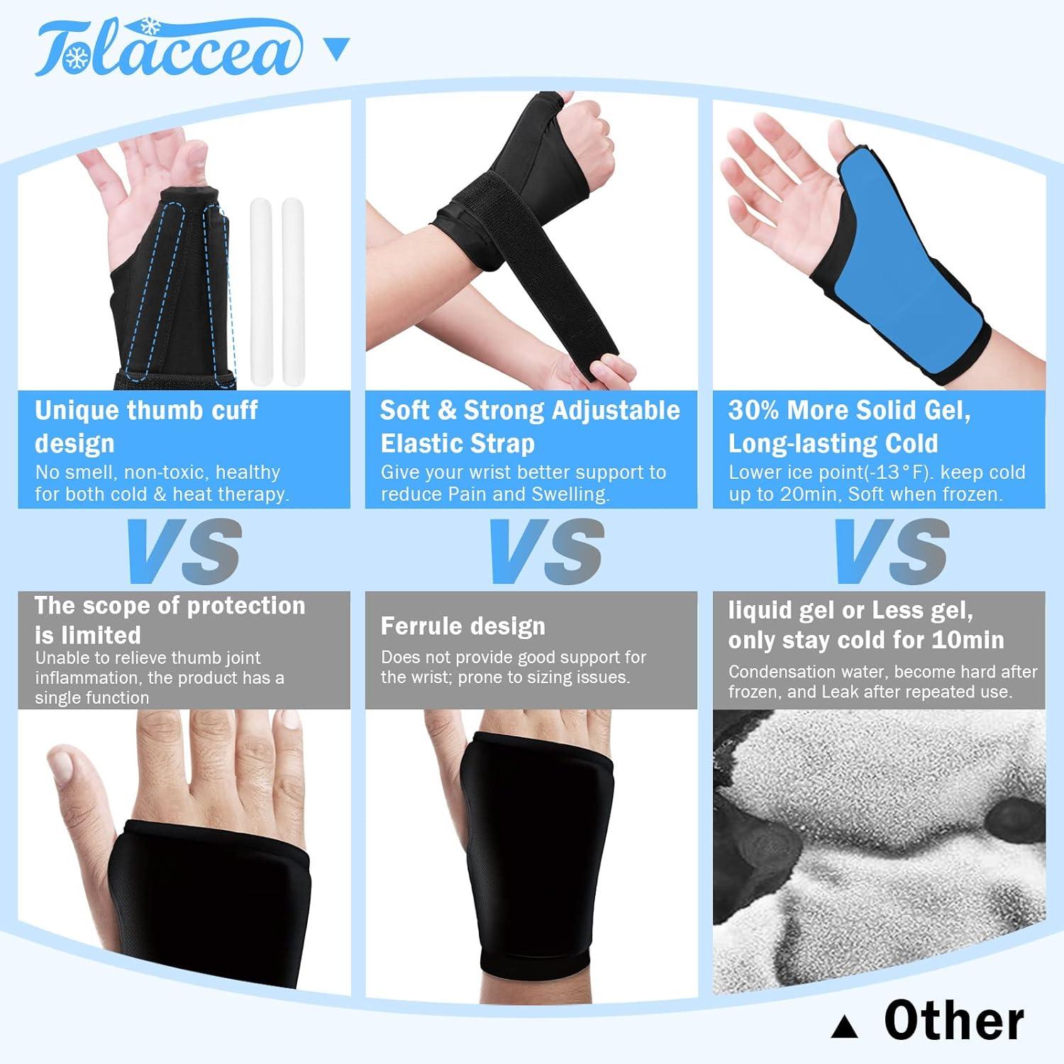 Tolaccea Thumb Brace Wrist Ice Pack for Arthritis Pain Relief