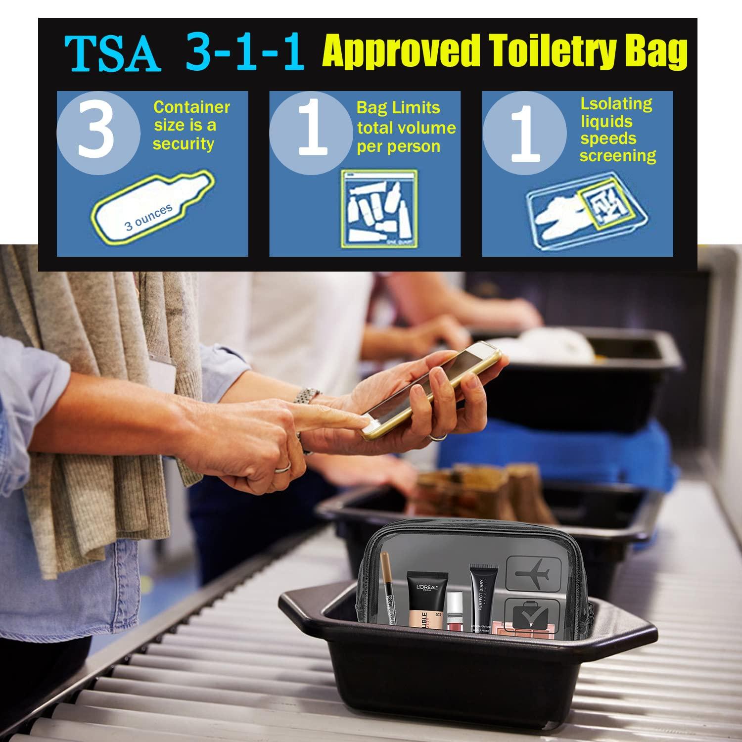TSA Approved Toiletry Bag, Clear Makeup Bag Waterproof Quart Size