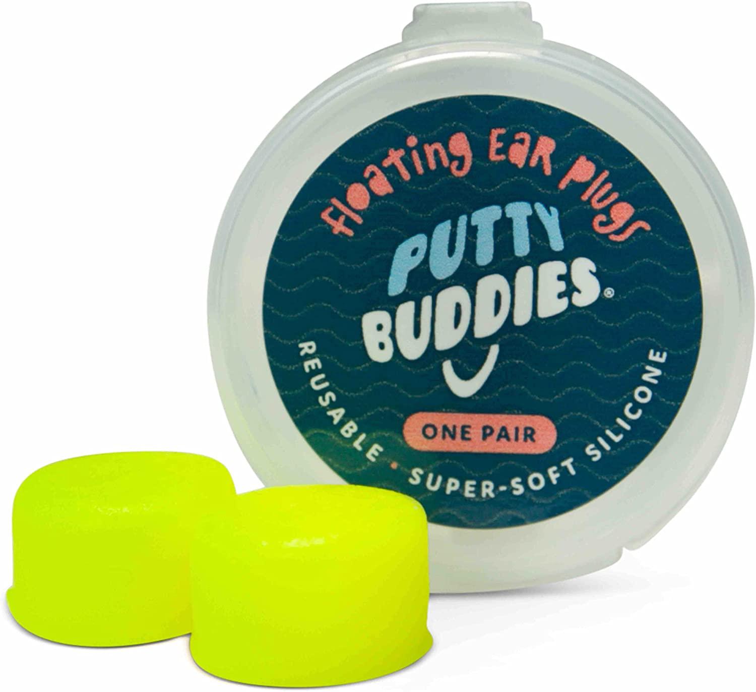 PUTTY BUDDIES Floating Earplugs 3Pair Pack Soft Silicone Ear Plugs for Swimming & Bathing