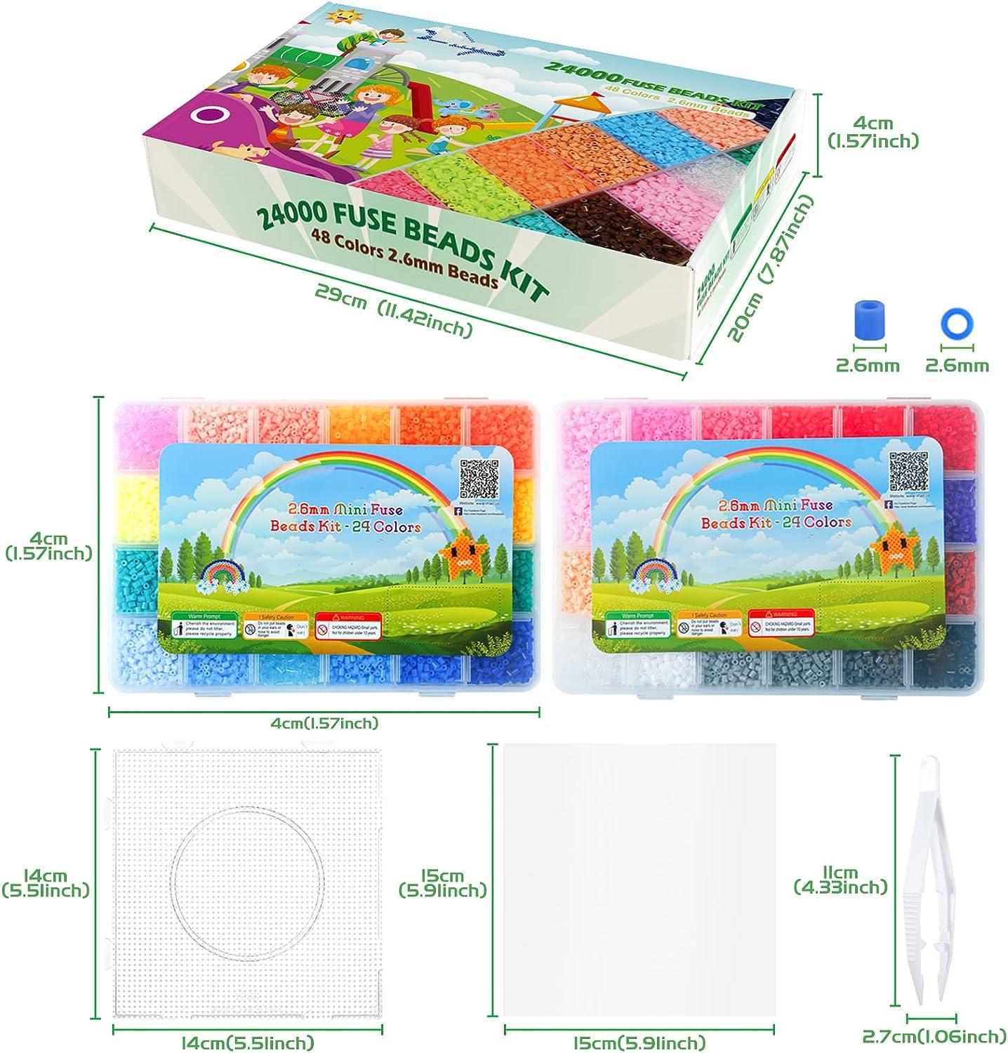 thumbnail image 2 of 13000Pcs 2.6mm Mini Fuse Bead Kit - 24 Colors Pixel Art Craft Set For 2 of 11