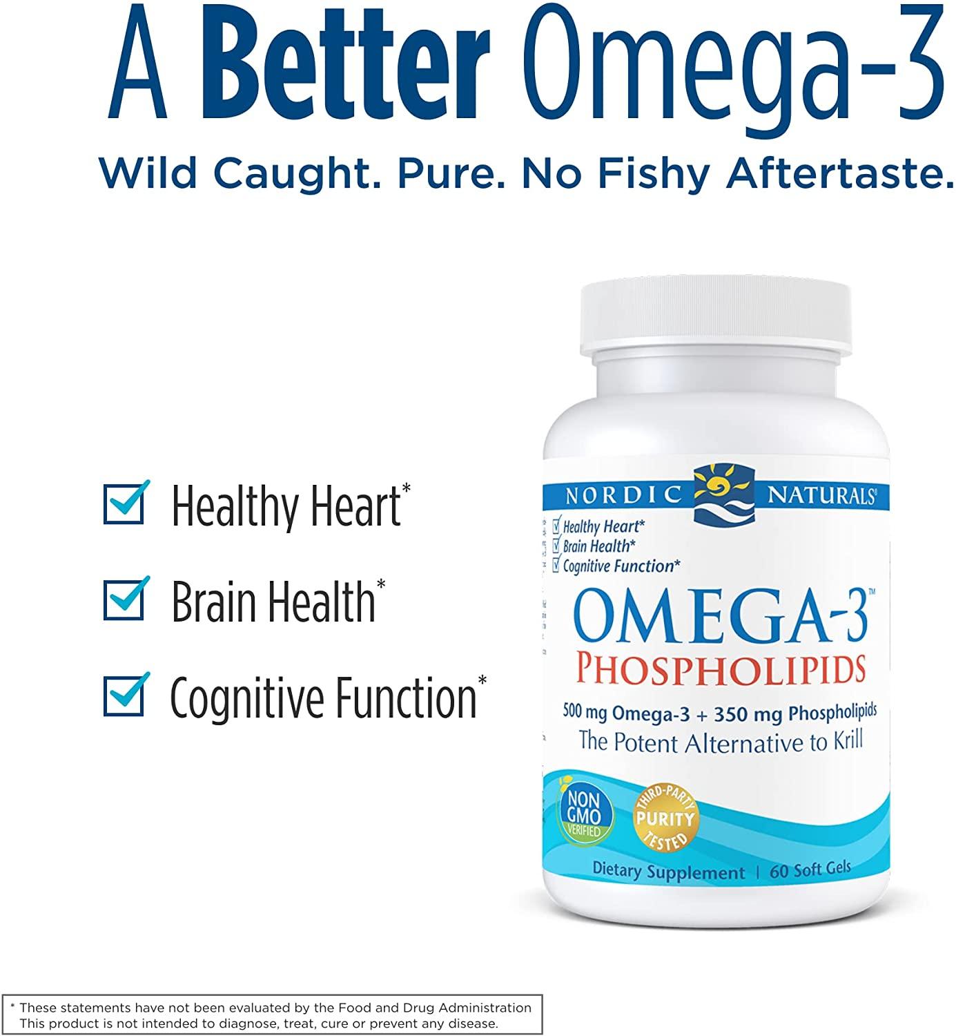 Nordic Naturals Omega3 Phospholipids 750 mg 60 Soft Gels for Heart