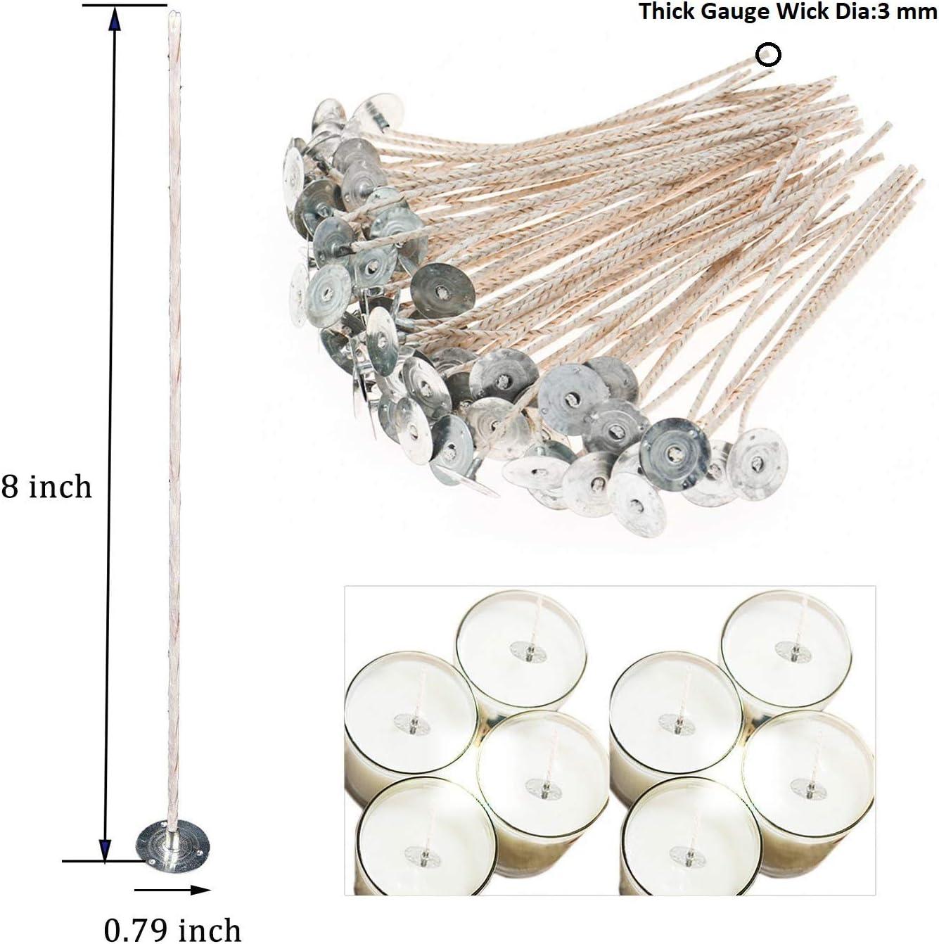 100pcs ECO14 Wicks for Soy Candles, 8 inch Pre-Tabbed Candle Wick for Candle  Making,Thick
