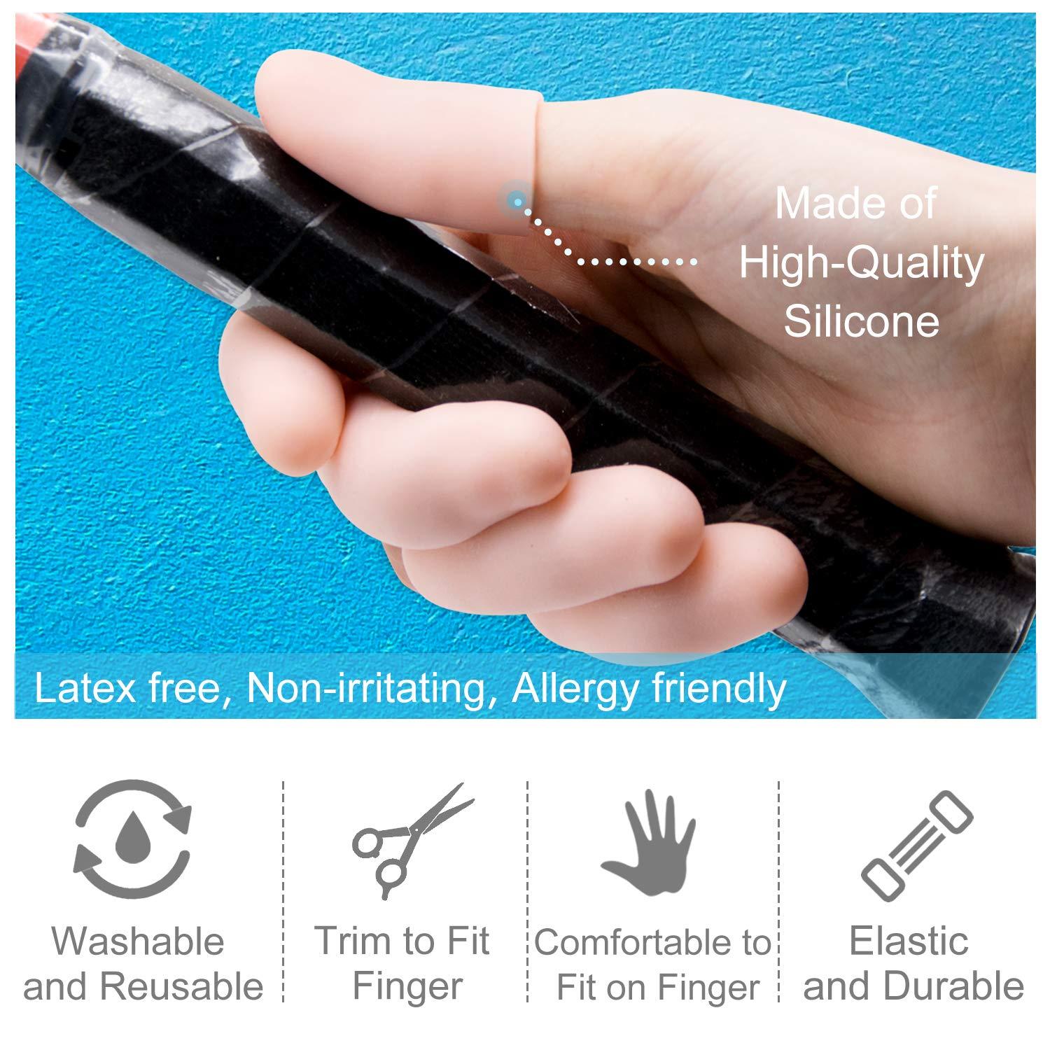 Bukihome 12 PCS Gel Finger Cots, Finger Protectors, Finger Sleeves for Protect Fingertips, Hand